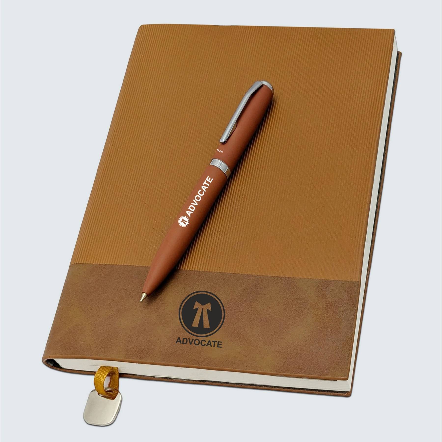     			UJJi Advocate Professional Notebook with Brown PU Leather Cover and Matching Pen, Premium Business Journal with Bookmark