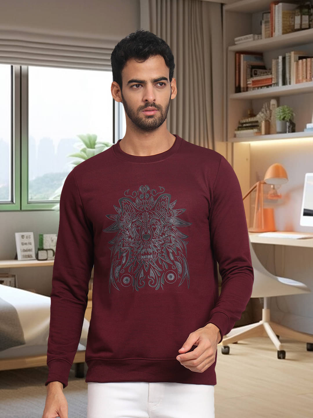     			Unicus Apparel Fleece Round Neck Men's Sweatshirt - Maroon ( Pack of 1 )