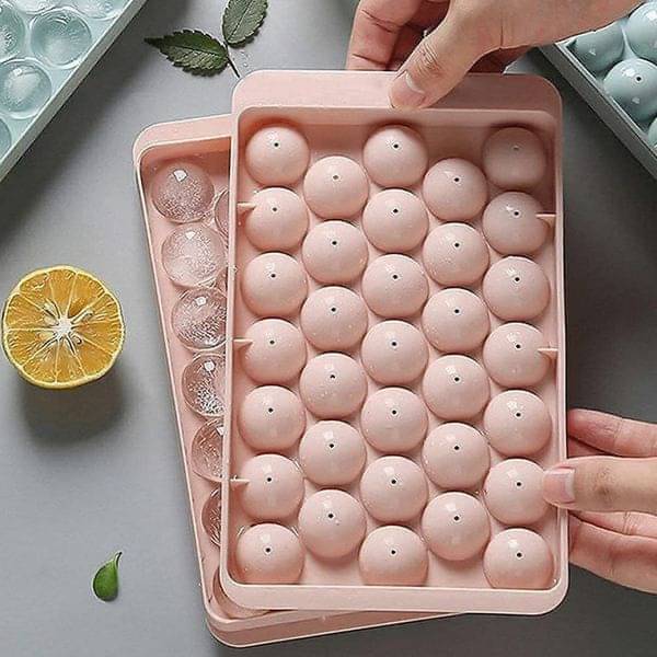 VARUN 33 Cavity Ice Trays for Freezer, Ice Cube Tray, Ice Cube Tray with lid, Round ice Cube Tray | (Pack of 2 ) VARUN 33 Cavity Ice Trays for Freezer, Ice Cube Tray, Ice Cube Tray with lid, Round ice Cube Tray | (Pack of 2 )