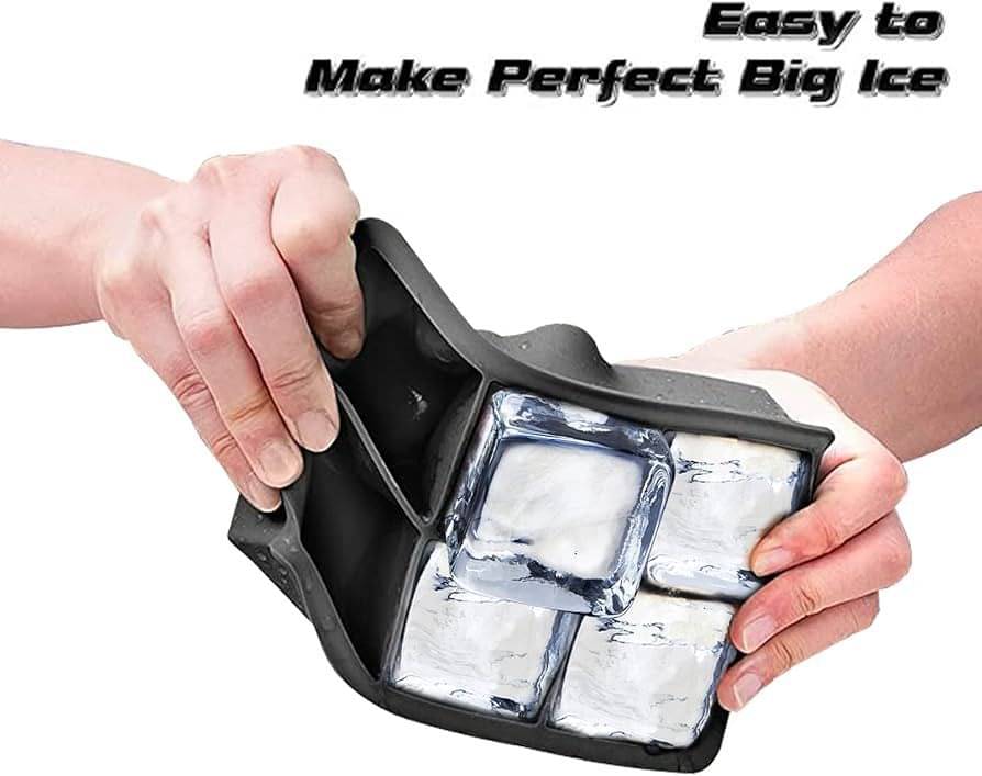 VARUN BPA Free 6 Big Ice Tray Mold Giant Jumbo Large Food Grade Silicone Ice Cube Square Tray Mold DIY Ice Maker Ice Cube Tray, 1 Pc(Black) VARUN BPA Free 6 Big Ice Tray Mold Giant Jumbo Large Food Grade Silicone Ice Cube Square Tray Mold DIY Ice Maker Ice Cube Tray, 1 Pc(Black)