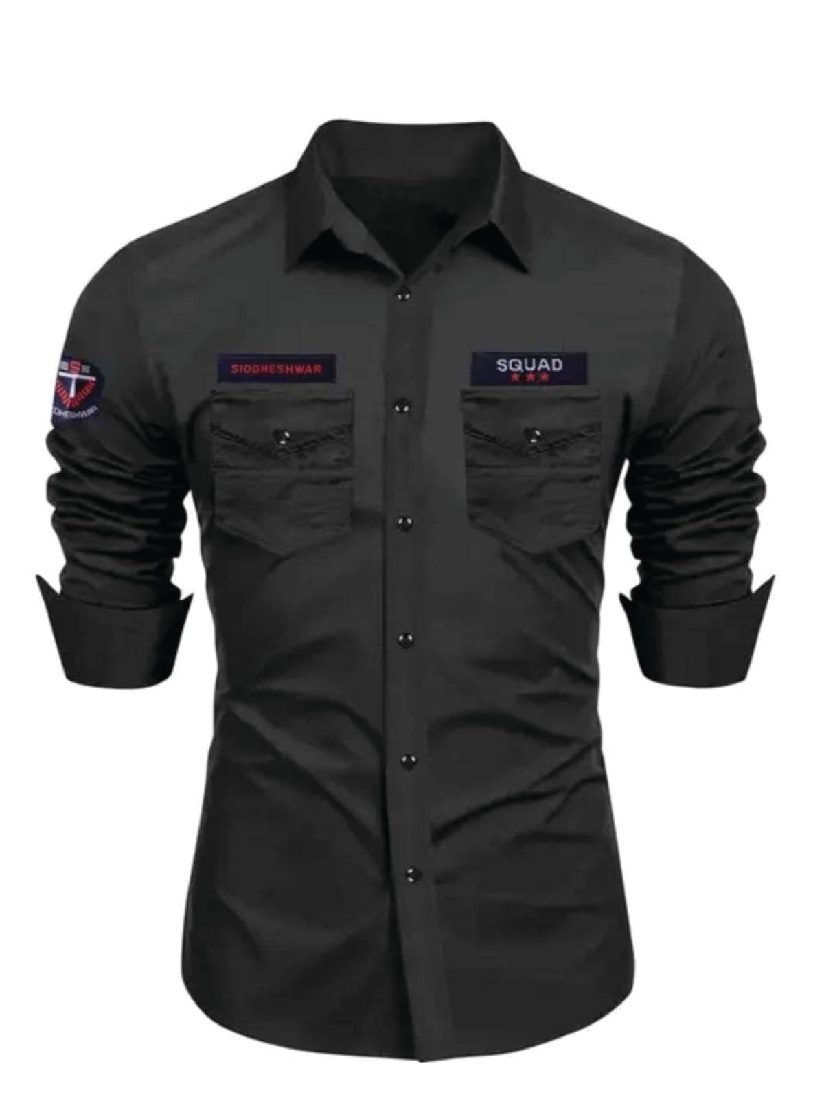     			Vrinda Creation Cotton Blend Regular Fit Solids Full Sleeves Men's Casual Shirt - Black ( Pack of 1 )