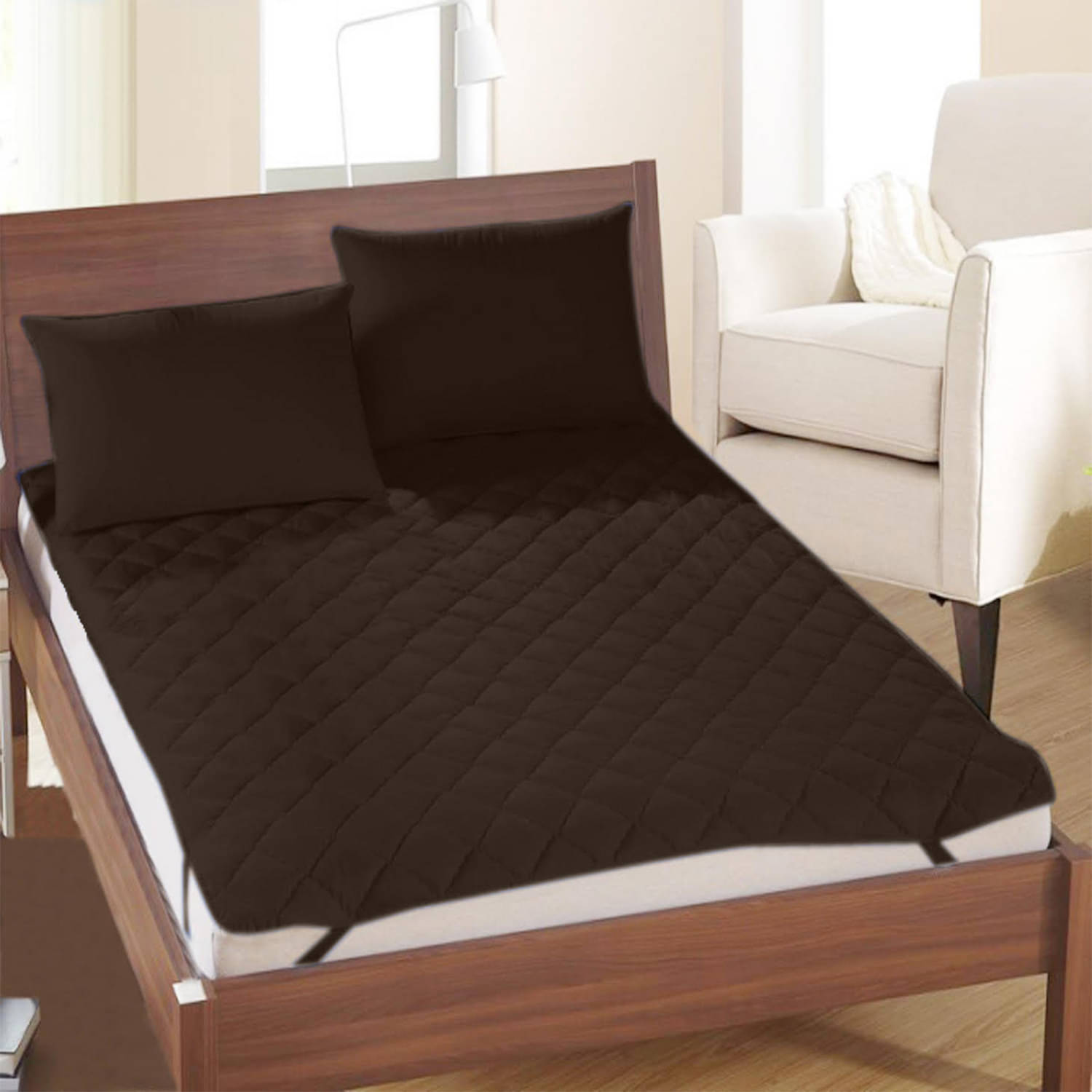 Welhouse India Brown Poly Cotton Mattress Cover Welhouse India Brown Poly Cotton Mattress Cover