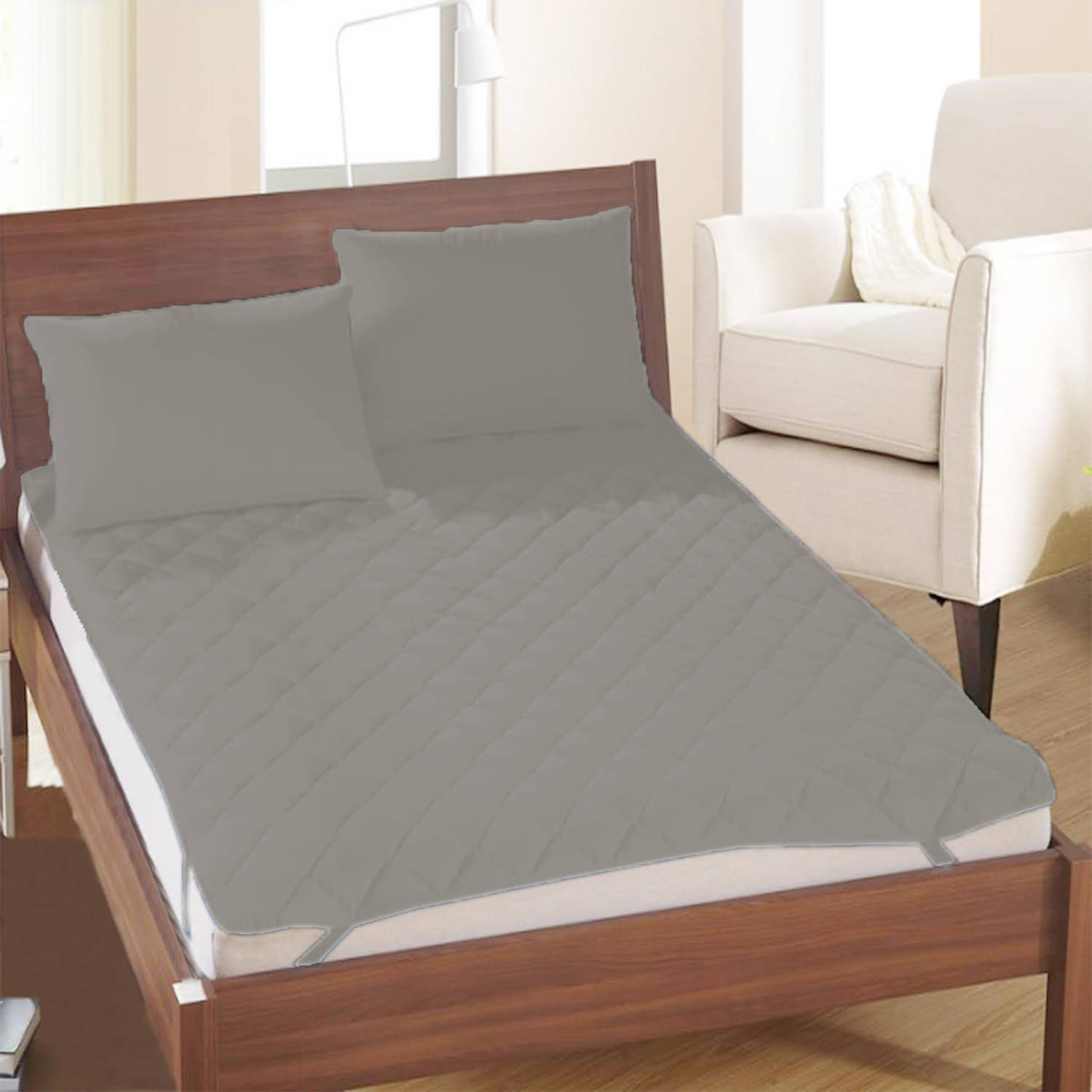    			Welhouse India Grey Poly Cotton Mattress Cover