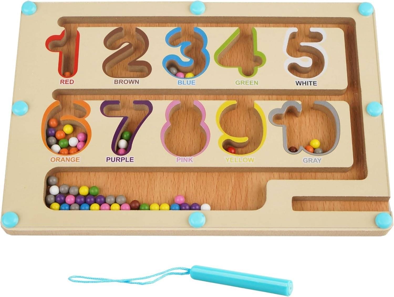     			Wooden Numerical Magnetic Maze Board for Kids 2-5 Years | Montessori Color & Number Learning Toy | Educational Counting & Sorting Puzzle Game | Skill Development Toy for Kids 1pc