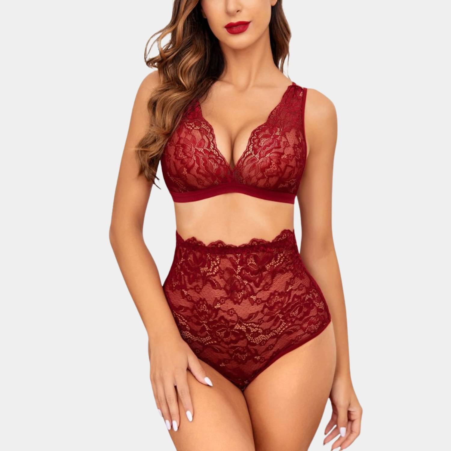 Zerjama Lace Non Padded Bra & Panty Set ( Maroon , Pack of 1 ) Zerjama Lace Non Padded Bra & Panty Set ( Maroon , Pack of 1 )