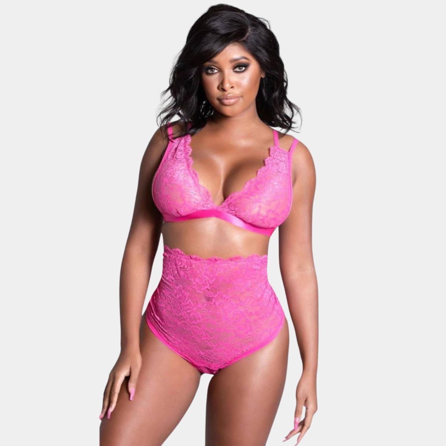 Zerjama Lace Non Padded Bra & Panty Set ( Pink , Pack of 1 ) Zerjama Lace Non Padded Bra & Panty Set ( Pink , Pack of 1 )
