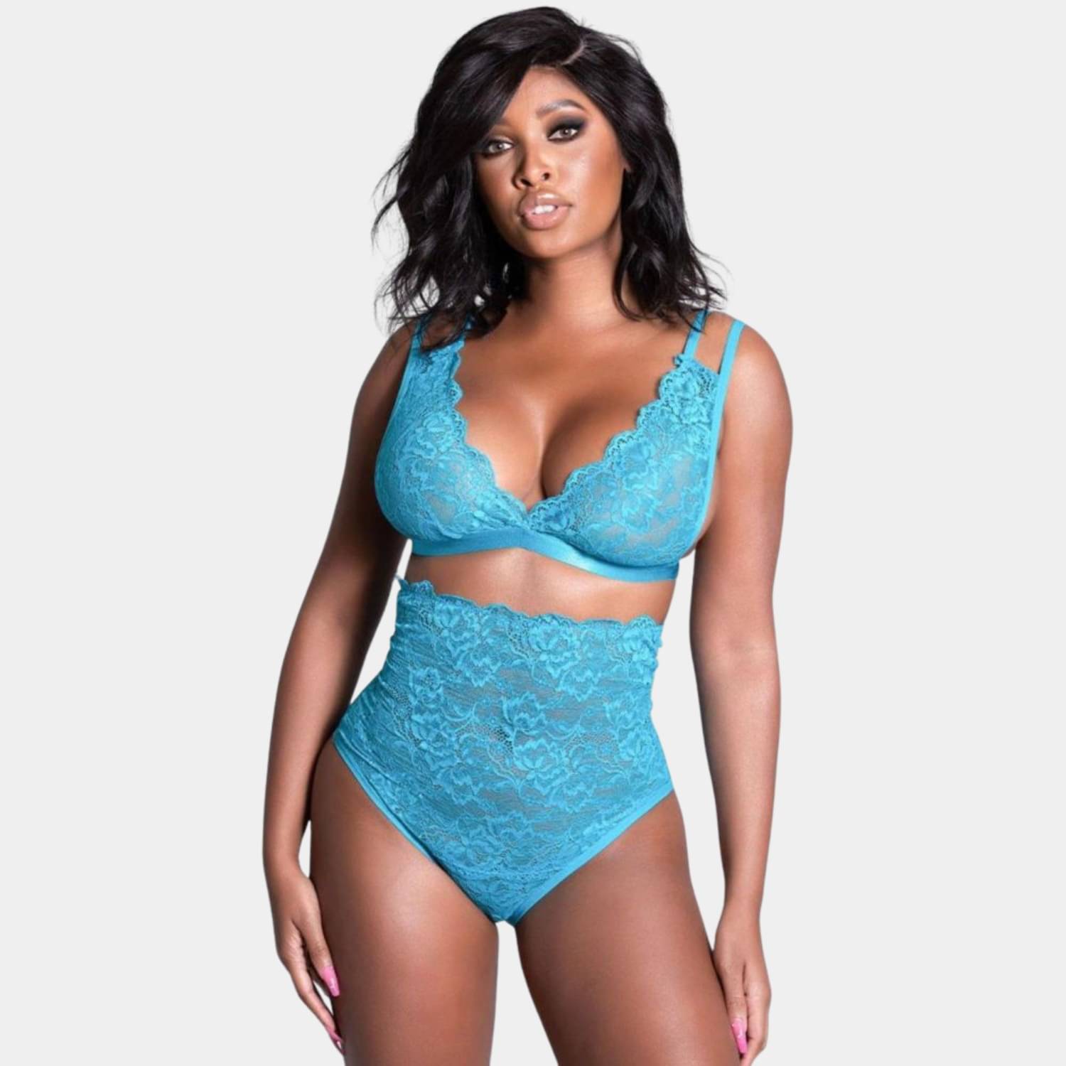 Zerjama Lace Non Padded Bra & Panty Set ( Light Blue , Pack of 1 ) Zerjama Lace Non Padded Bra & Panty Set ( Light Blue , Pack of 1 )