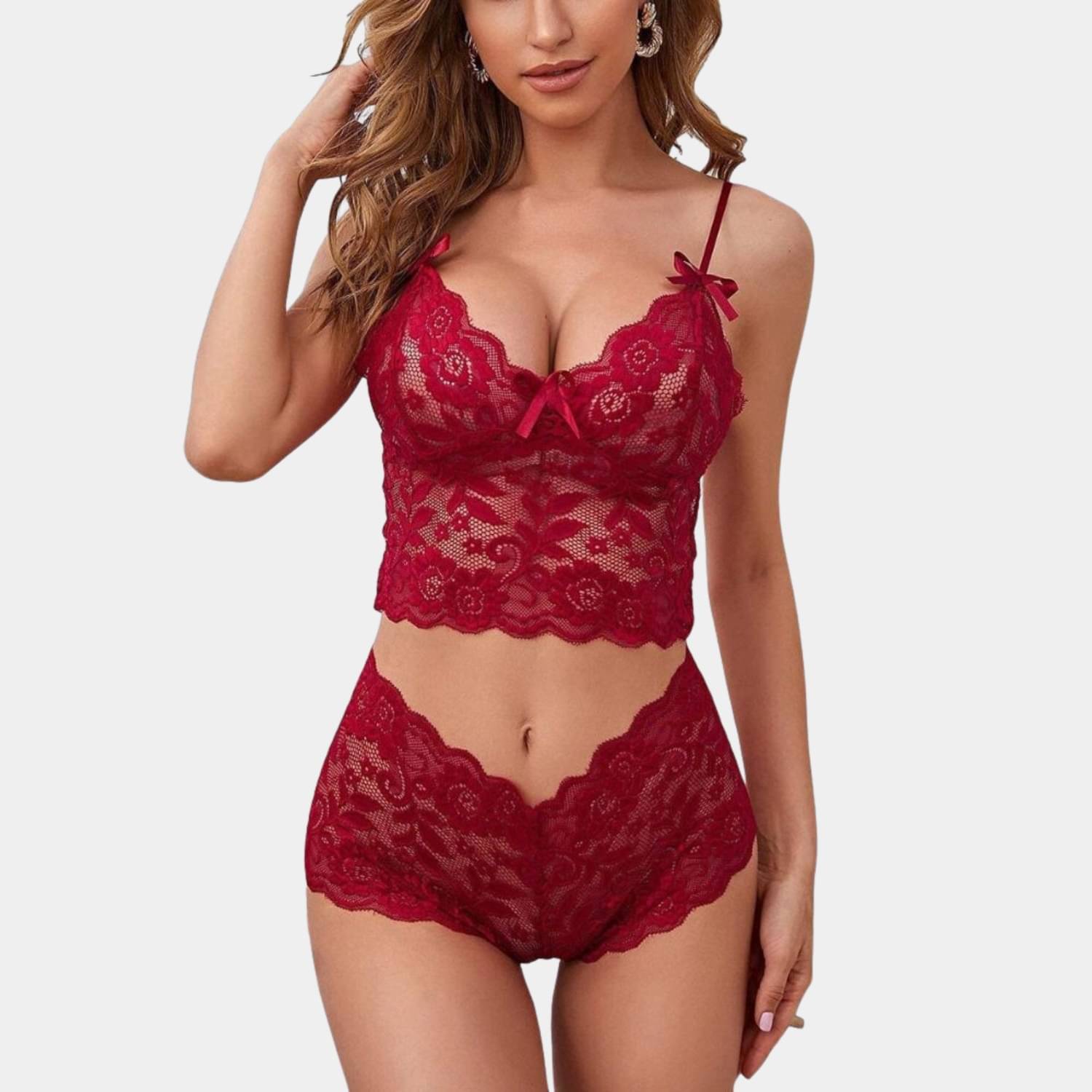 Zerjama Lace Non Padded Bra & Panty Set ( Maroon , Pack of 1 ) Zerjama Lace Non Padded Bra & Panty Set ( Maroon , Pack of 1 )