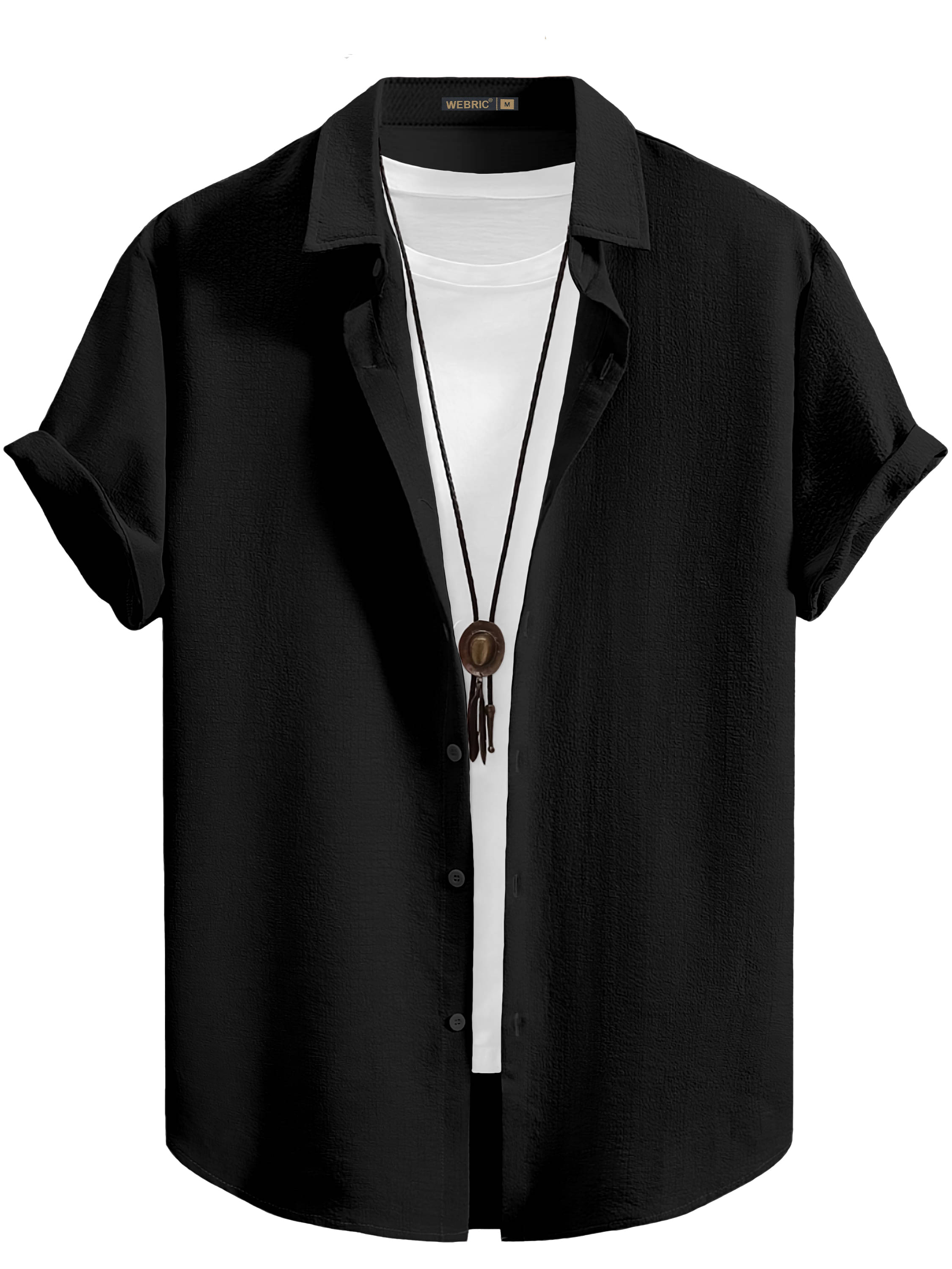     			color bucket Cotton Blend Regular Fit Popcorn Textured Half Sleeves Men's Casual Shirt - Black ( Pack of 1 )