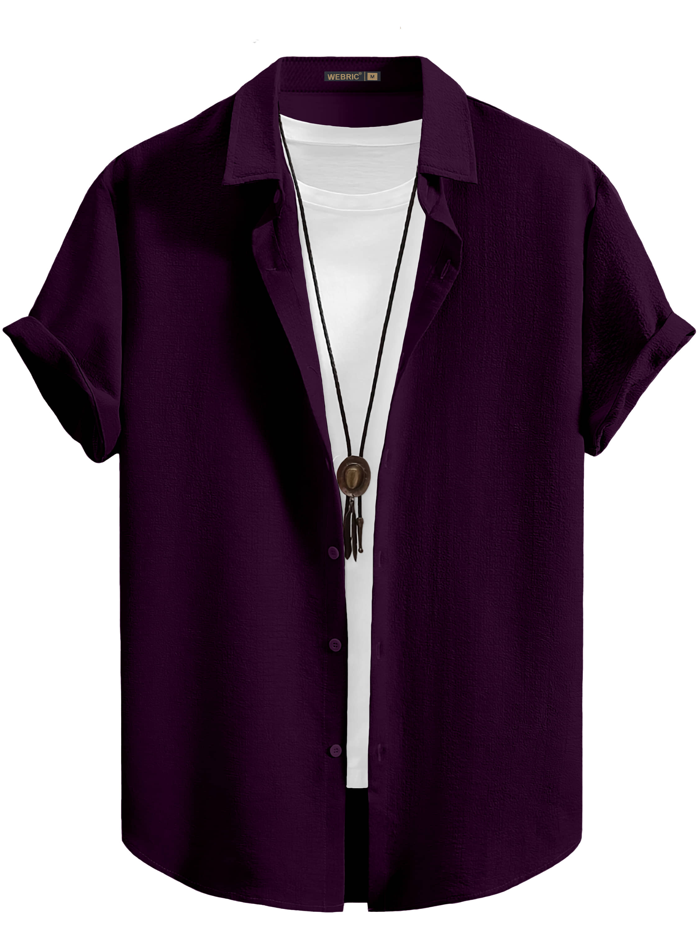 color bucket Cotton Blend Regular Fit Popcorn Textured Half Sleeves Men's Casual Shirt - Purple ( Pack of 1 )