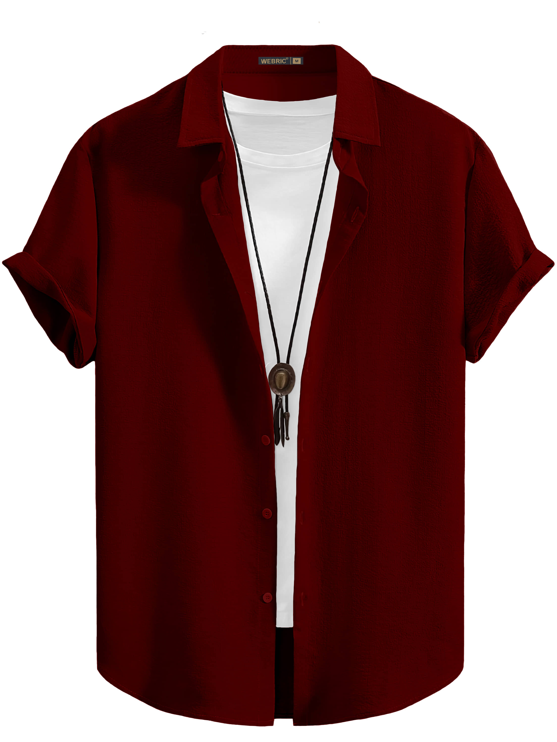 color bucket Cotton Blend Regular Fit Popcorn Textured Half Sleeves Men's Casual Shirt - Maroon ( Pack of 1 )
