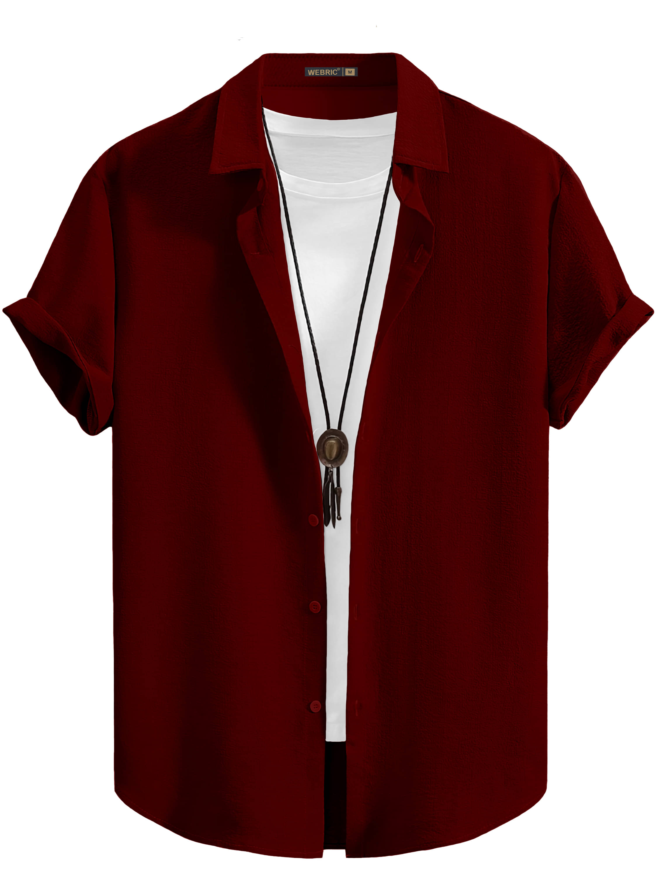     			color bucket Cotton Blend Regular Fit Popcorn Textured Half Sleeves Men's Casual Shirt - Maroon ( Pack of 1 )
