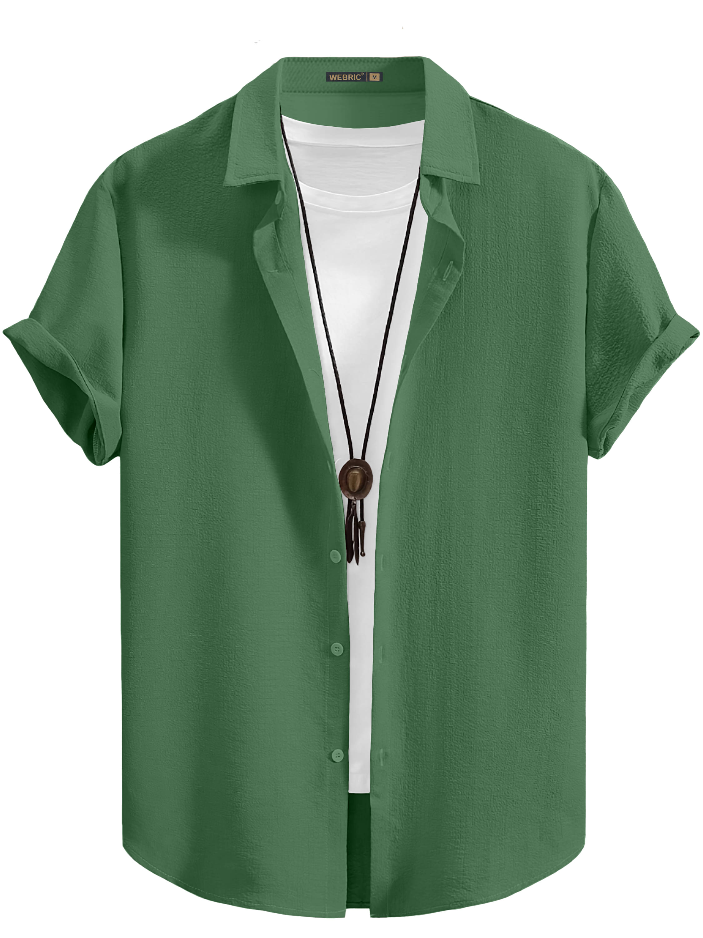     			color bucket Cotton Blend Regular Fit Popcorn Textured Half Sleeves Men's Casual Shirt - Green ( Pack of 1 )