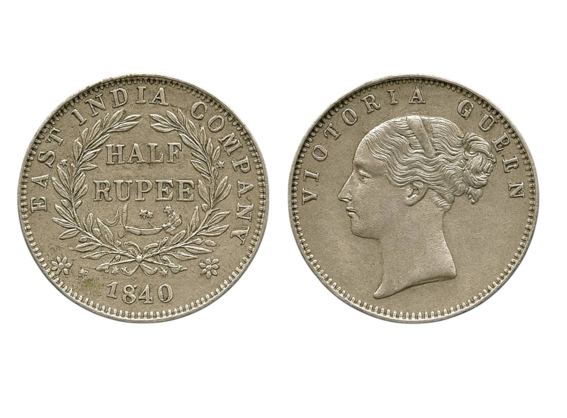 1840 British India Half Rupee Silver Coin | Queen Victoria Rare Collectible 1840 British India Half Rupee Silver Coin | Queen Victoria Rare Collectible