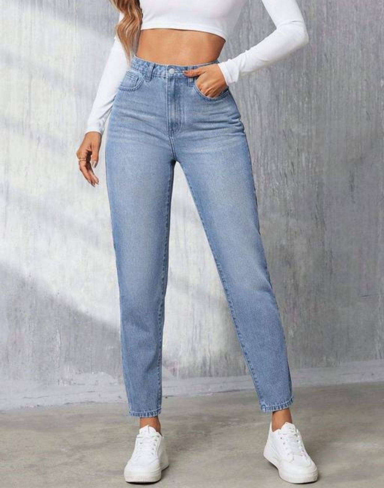     			AD Fashion Women's Mom Fit High-Rise Jeans ( Blue )