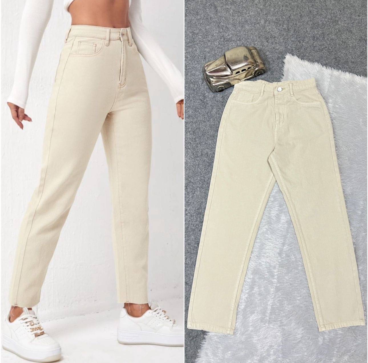     			AD Fashion Women's Mom Fit High-Rise Jeans ( Cream )