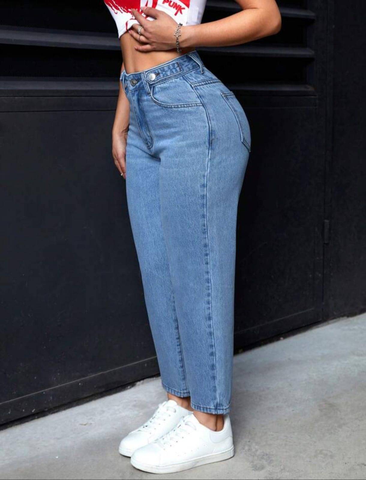     			AD Fashion Women's Mom Fit High-Rise Jeans ( Blue )