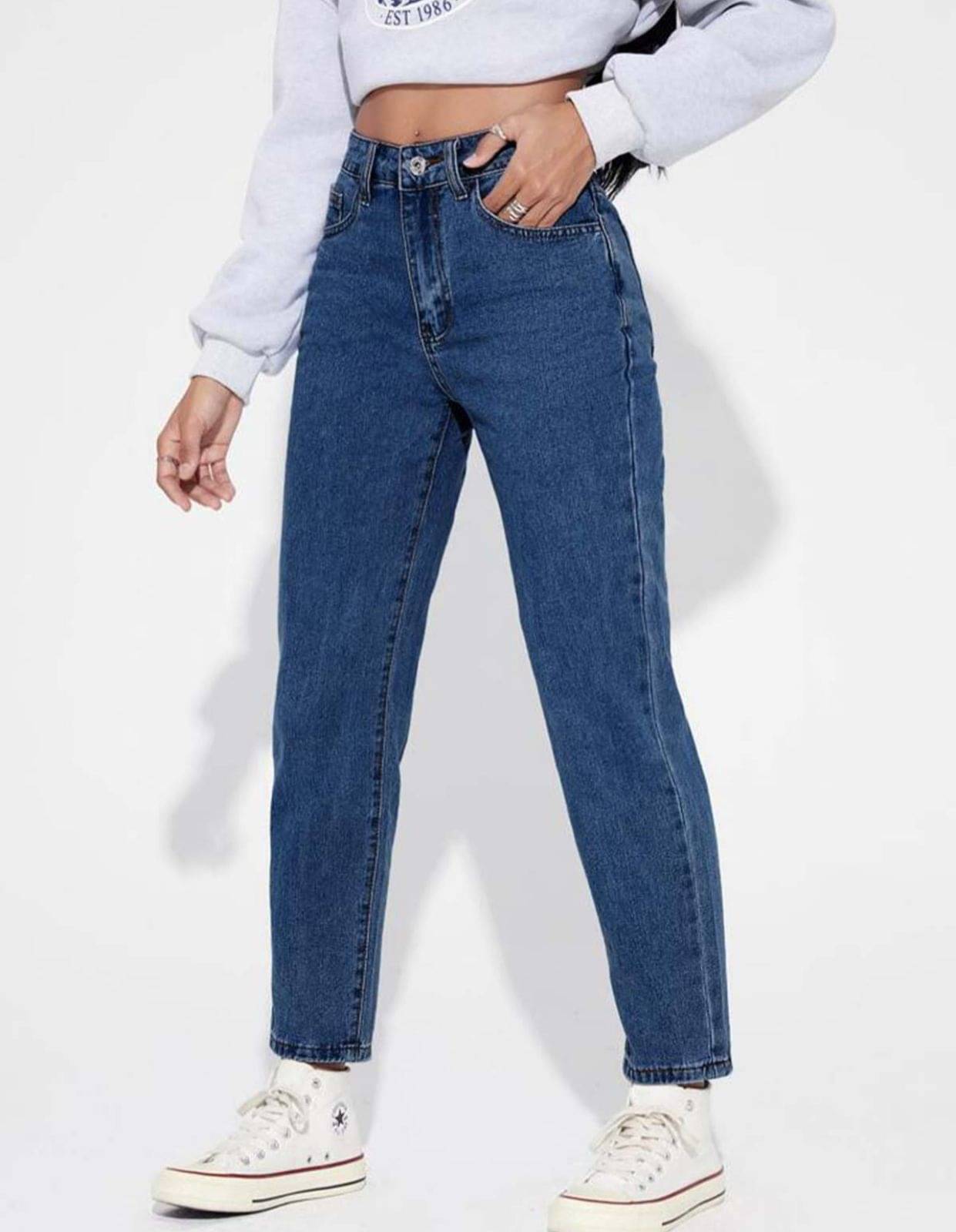     			AD Fashion Women's Mom Fit High-Rise Jeans ( Dark Blue )