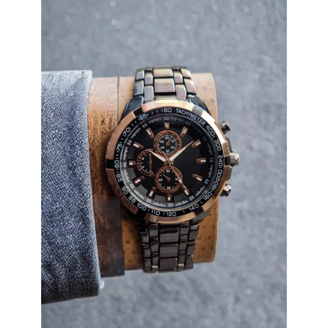     			AKS Black Stainless Steel Analog Men's Watch