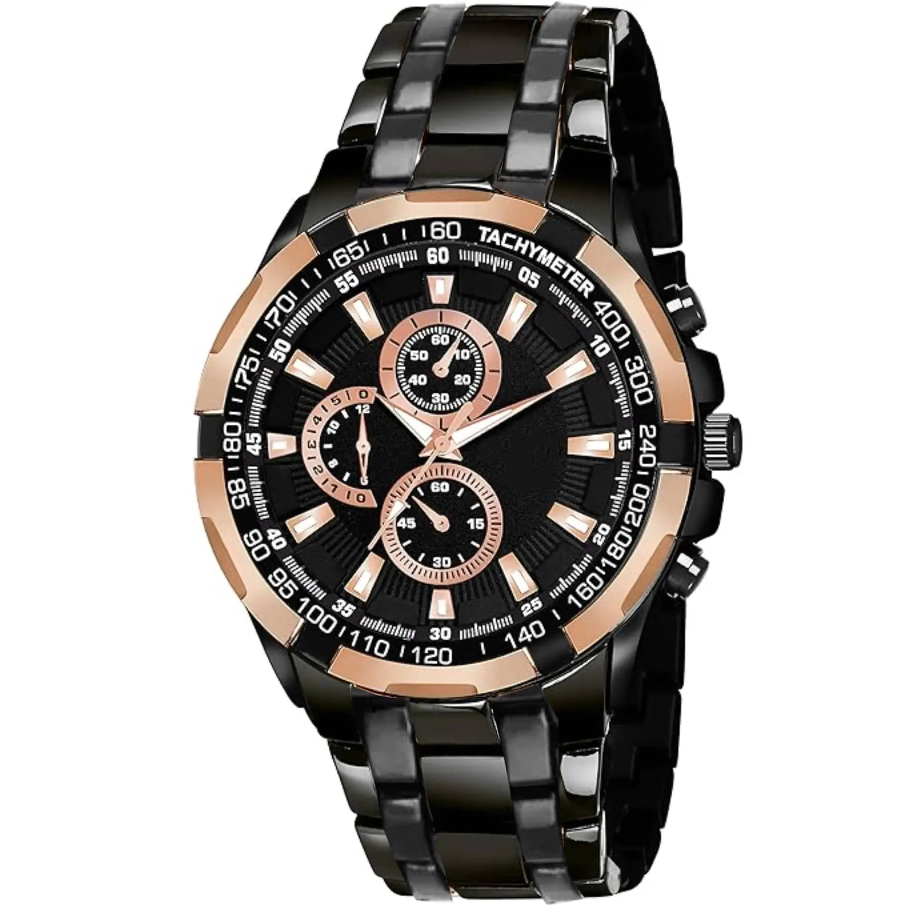     			AKS Black Stainless Steel Analog Men's Watch