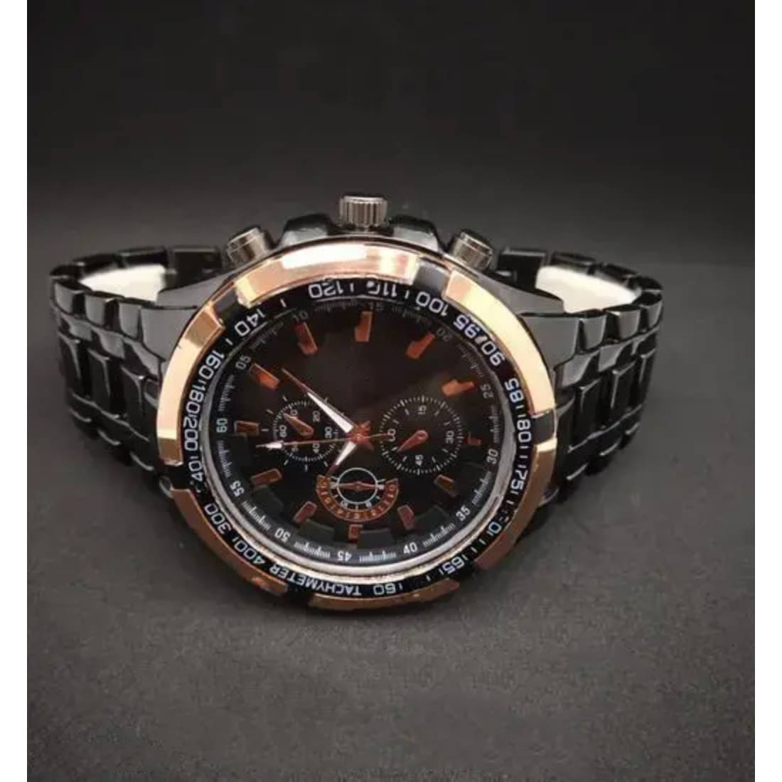     			AKS Black Stainless Steel Analog Men's Watch