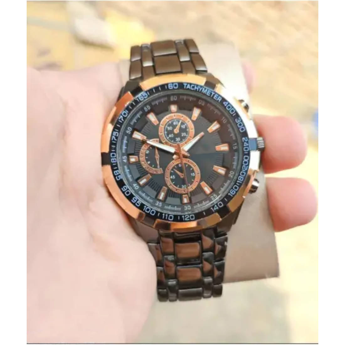     			AKS Black Stainless Steel Analog Men's Watch