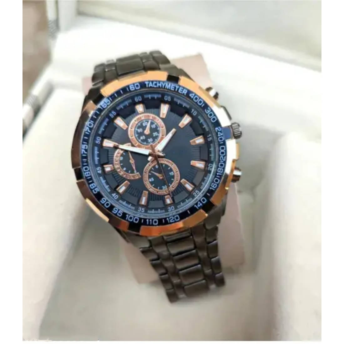     			AKS Black Stainless Steel Analog Men's Watch