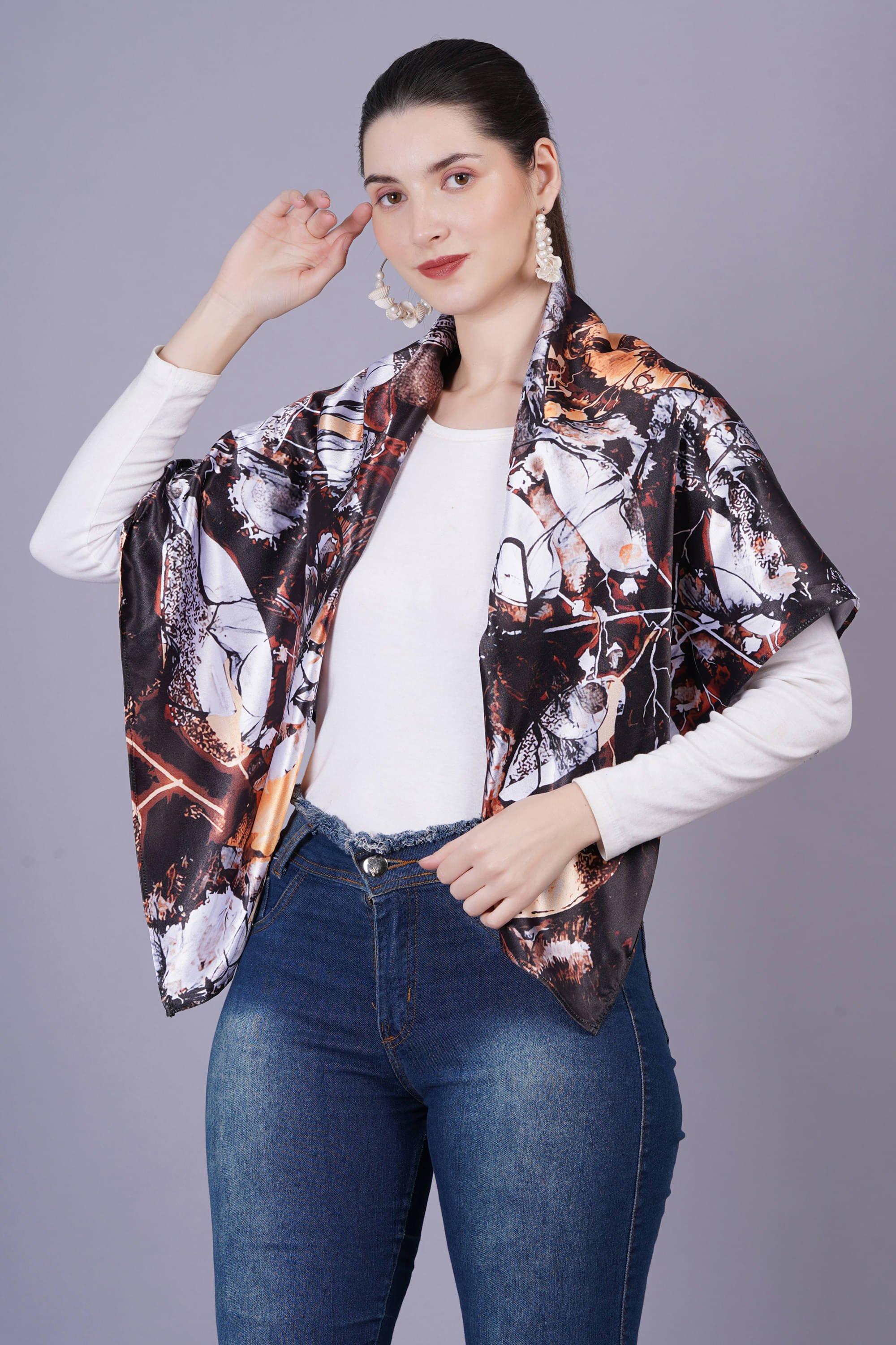 AXOLOTL Multicolor Satin Women's Scarf ( Pack of 1 )     			AXOLOTL Multicolor Satin Women's Scarf ( Pack of 1 )