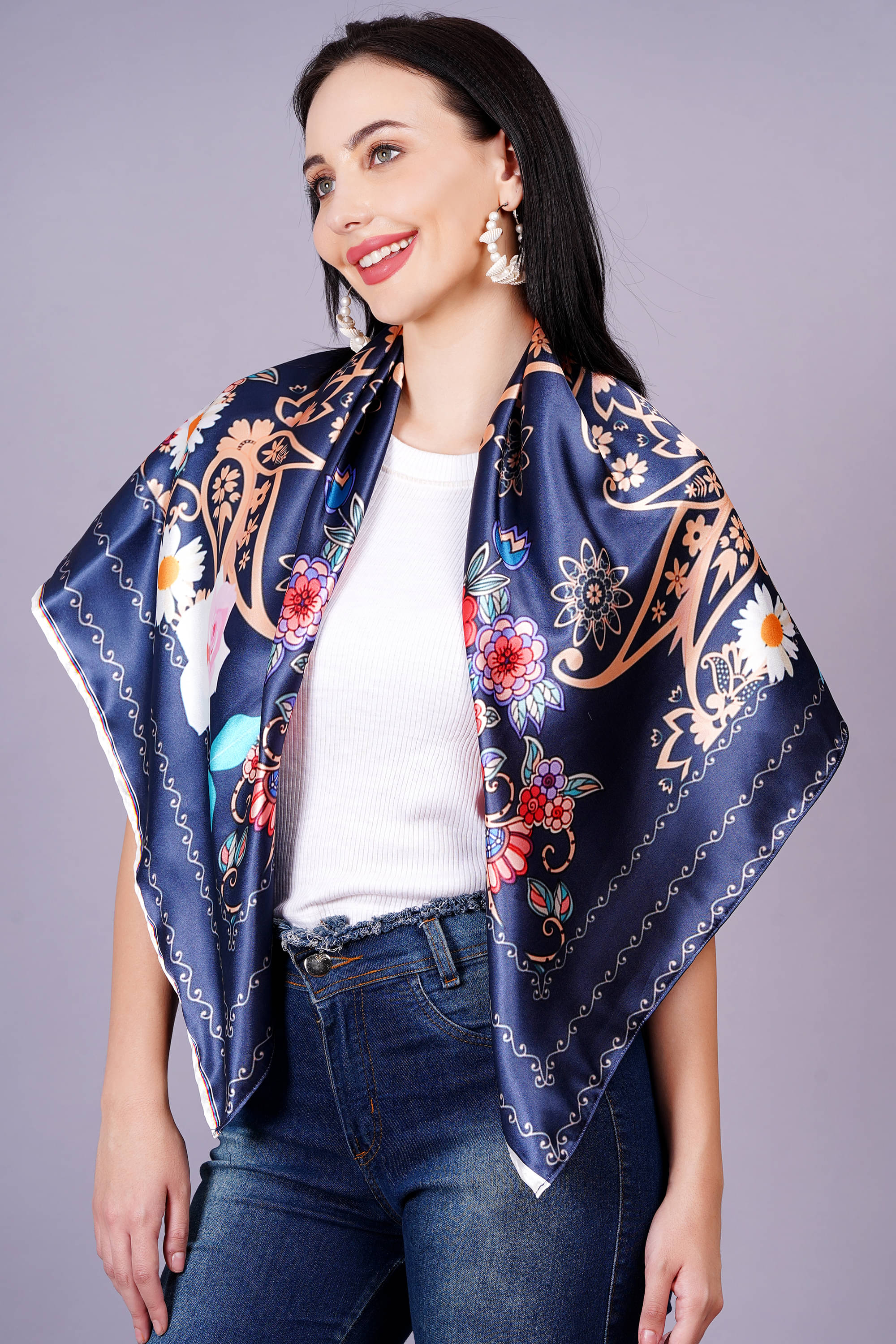     			AXOLOTL Multicolor Satin Women's Scarf ( Pack of 1 )