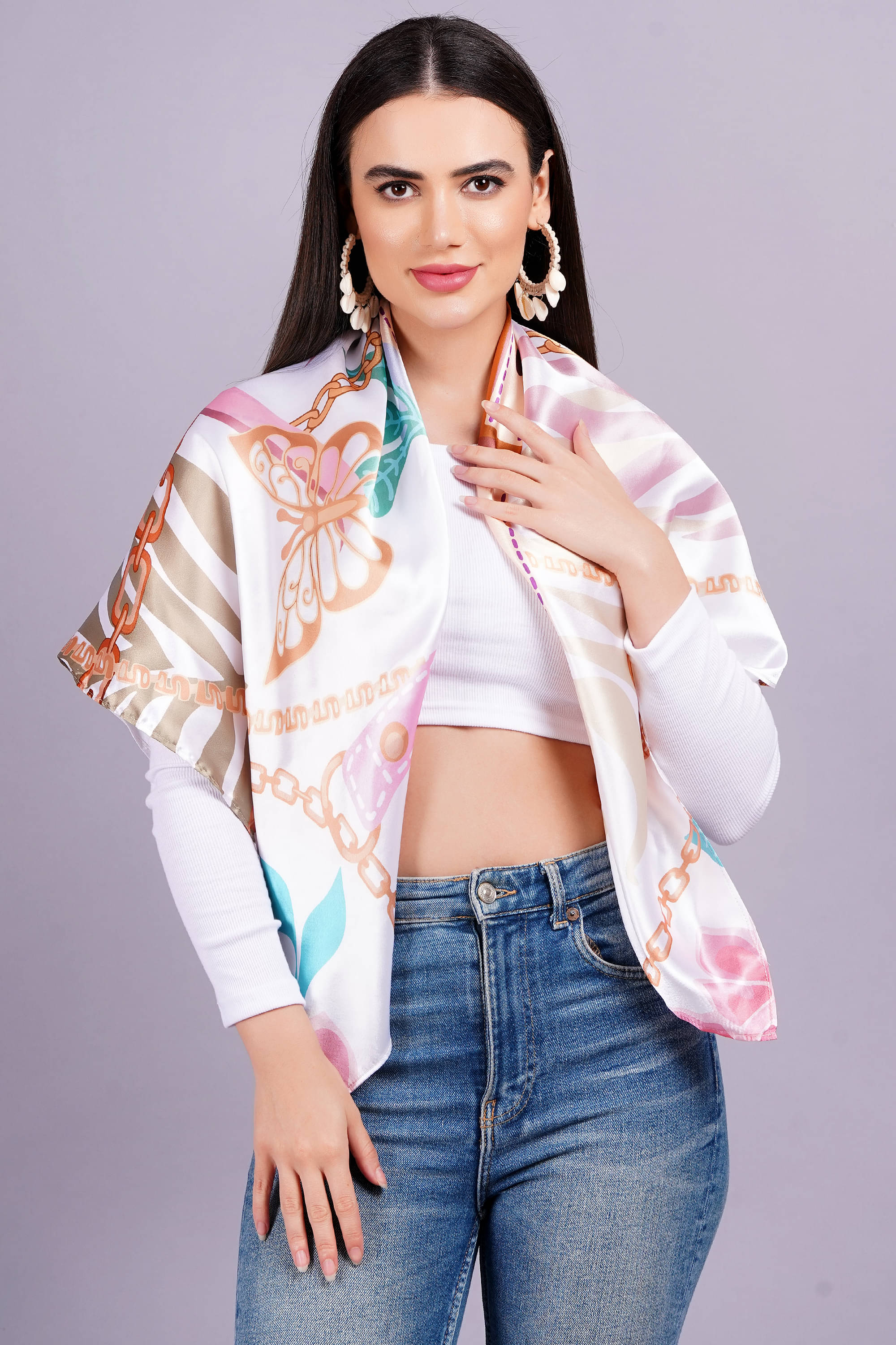     			AXOLOTL Multicolor Satin Women's Scarf ( Pack of 1 )
