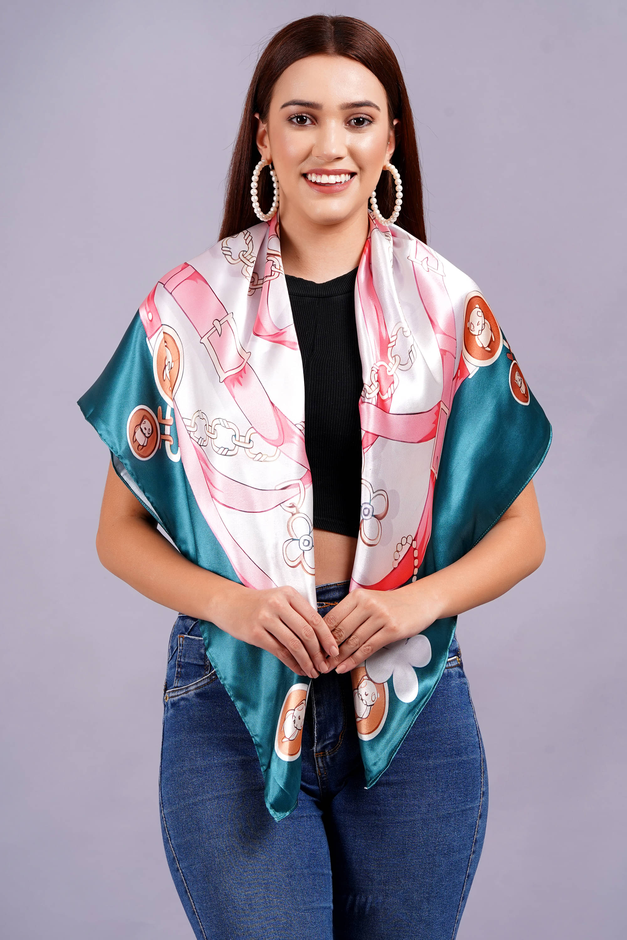 AXOLOTL Multicolor Satin Women's Scarf ( Pack of 1 ) AXOLOTL Multicolor Satin Women's Scarf ( Pack of 1 )