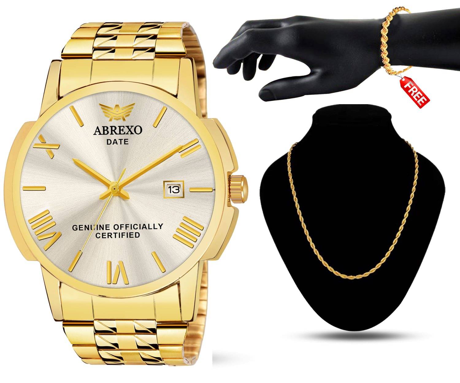     			Abrexo Gold Stainless Steel Analog Men's Watch