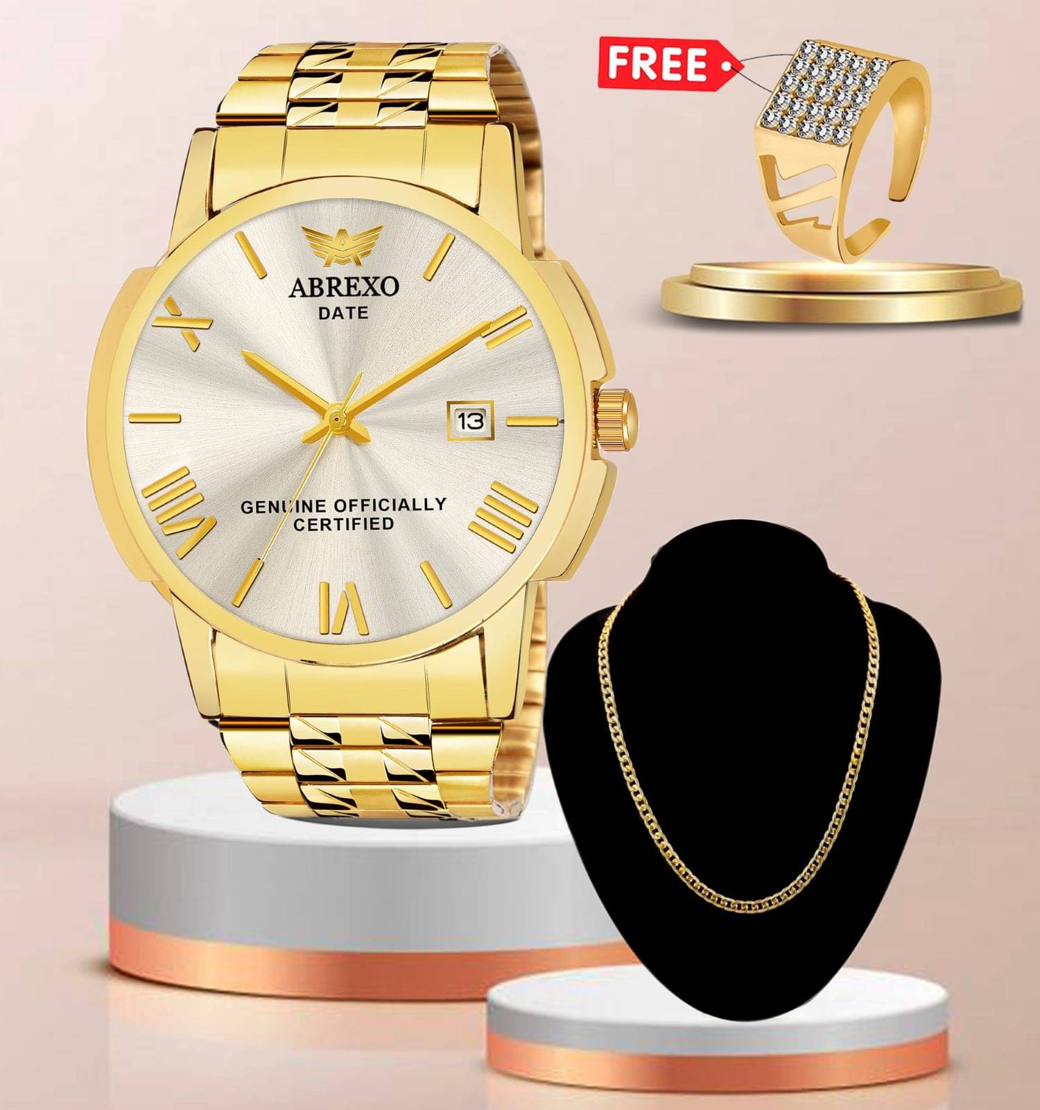     			Abrexo Gold Stainless Steel Analog Men's Watch