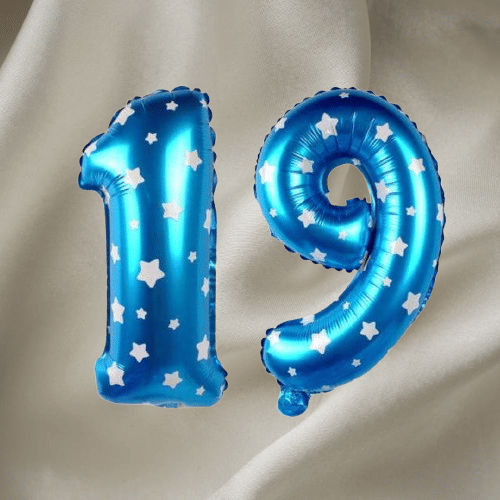     			Angolalark For Blue Foil Balloon 16 inch Size Birthday/Anniversary Decoration Items Pack of 1 | 19 Year Balloons | 19 Number