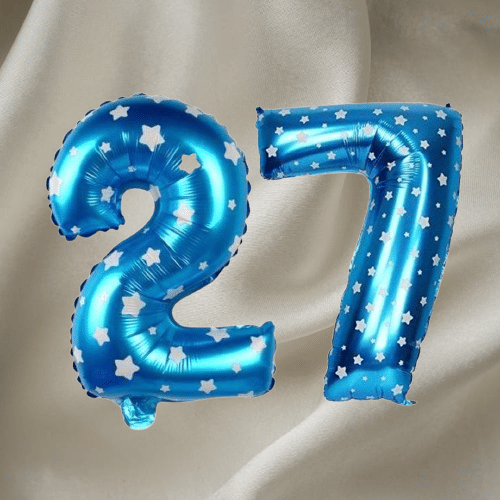     			Angolalark For Blue Foil Balloon 16 inch Size Birthday/Anniversary Decoration Items Pack of 1 | 27 Year Balloons | 27 Number