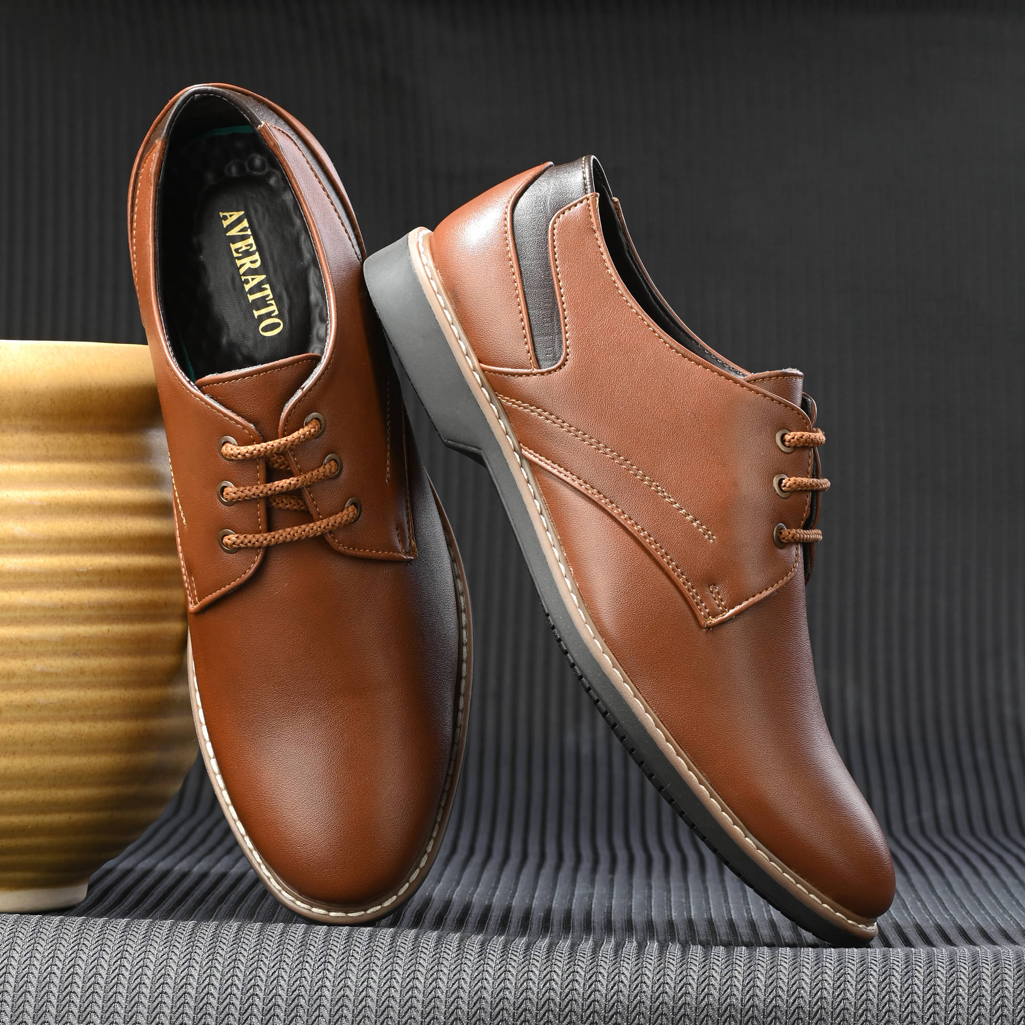     			Averatto Tan Men's Derby Formal Shoes
