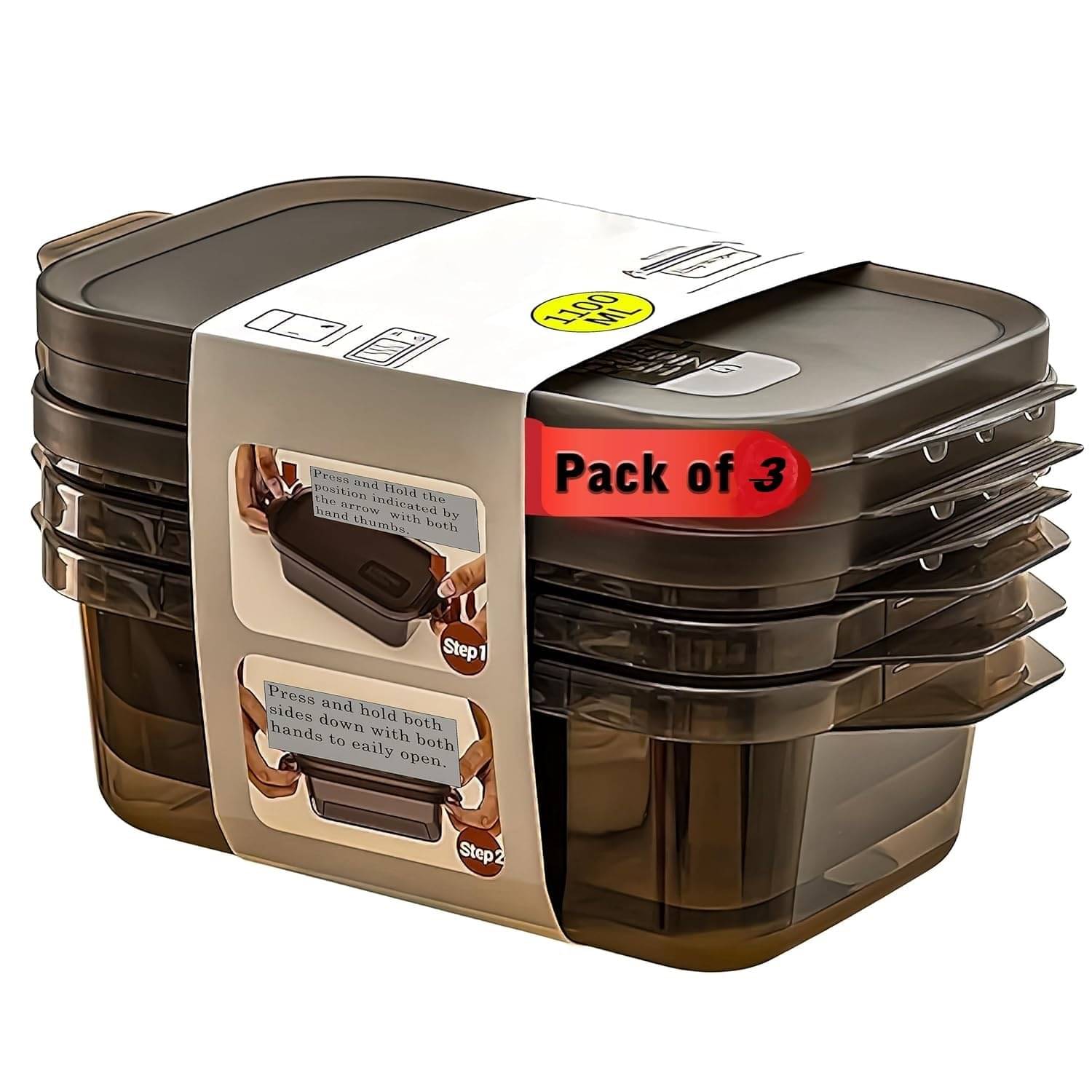     			BECKONMART Plastic Assorted Multi-Purpose Container ( Set of 3 )