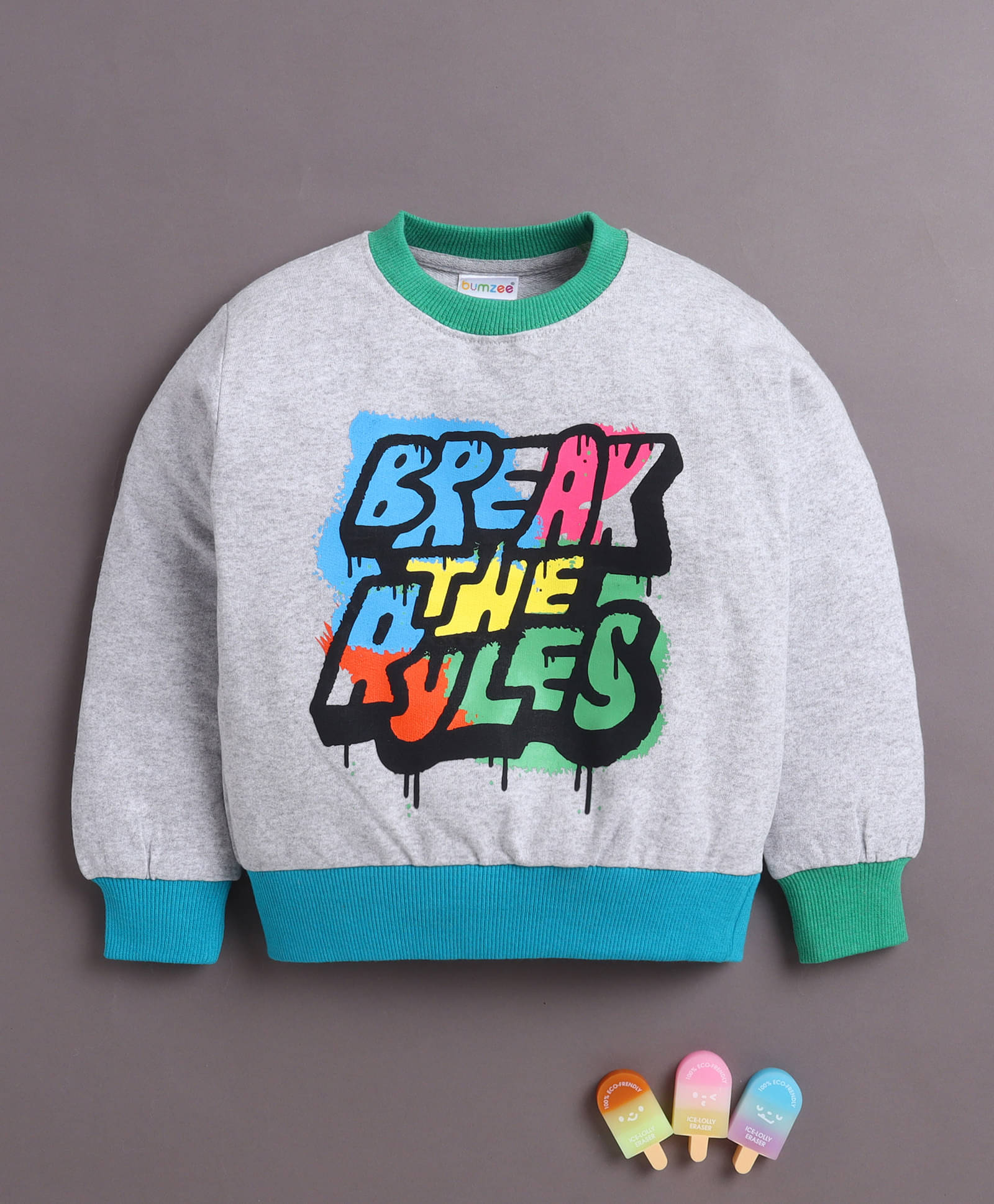     			BUMZEE Pack of 1 Boys Cotton Blend Sweatshirt ( Grey )