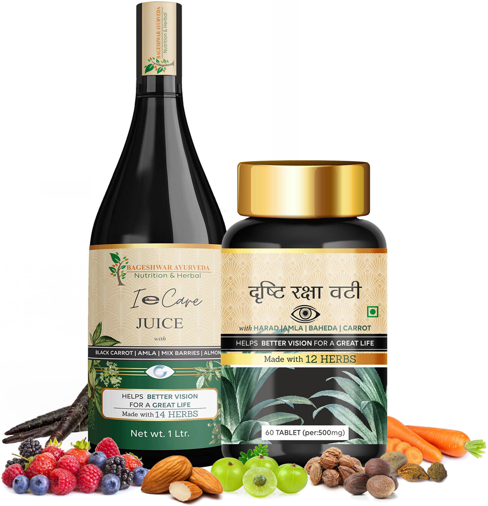 Bageshwar Ayurveda Drishti Raksha Vati (60 tablet) & Ie Eye Care Juice Bageshwar Ayurveda Drishti Raksha Vati (60 tablet) & Ie Eye Care Juice