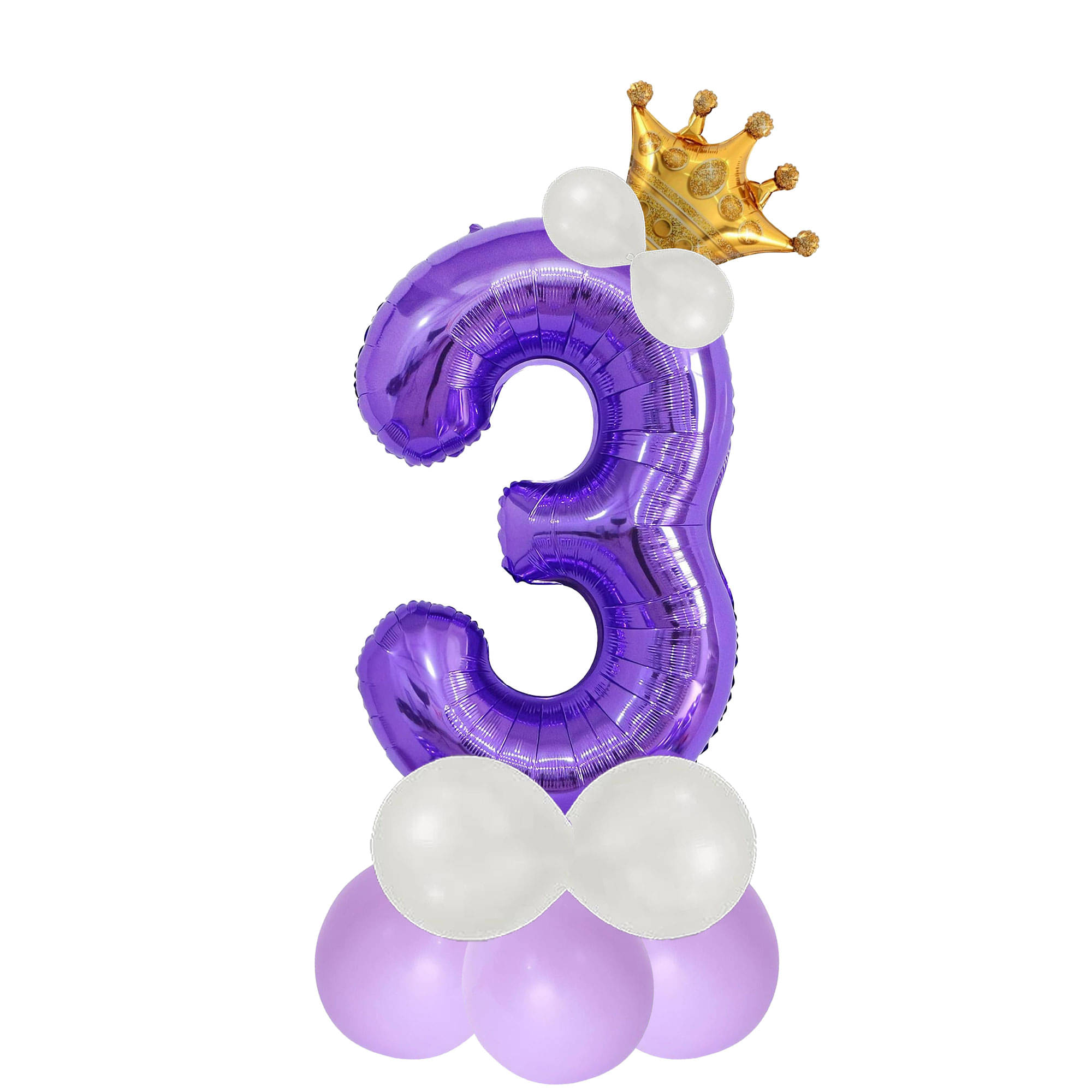     			Bubble Bells Number 3 Purple Foil Balloon, For 3rd Birthday, Anniversary & Party Decoration kit, 32 Inch Three Numbers Purple Foil Helium Balloon| Birthday Background Decoration Kit
