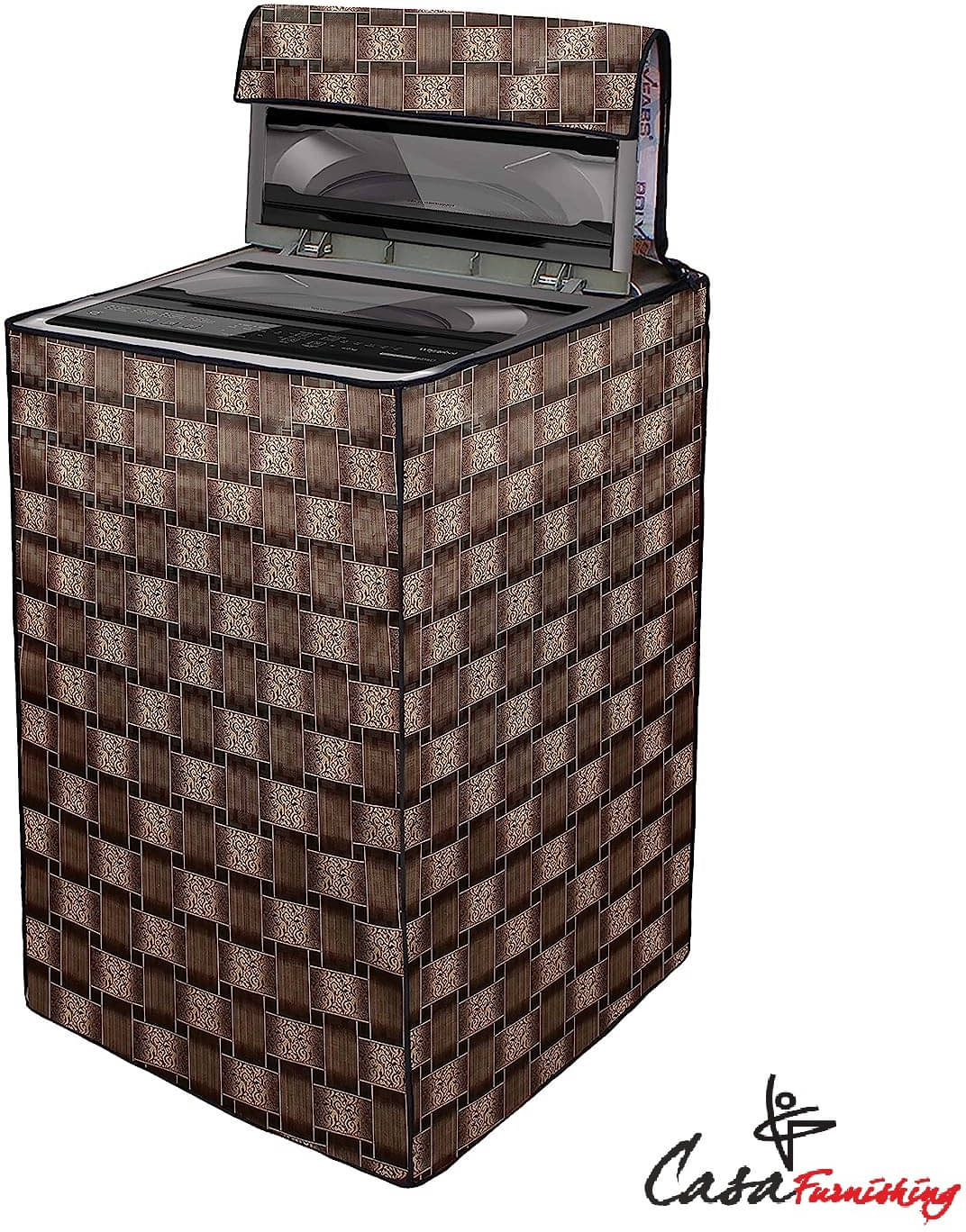     			CASA FURNISHING Fully Automatic Washing Machine Cover Compatiable For 7 kg - BROWN