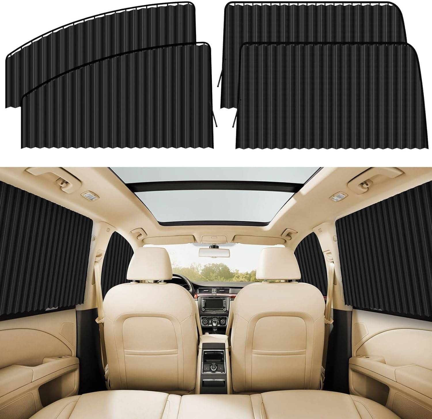     			Car Curtain 4 Pcs Set – Window Sunshade for Car Windows, Heat Blocking Shade with Suction Mount, Foldable Privacy Curtain, Universal Fit