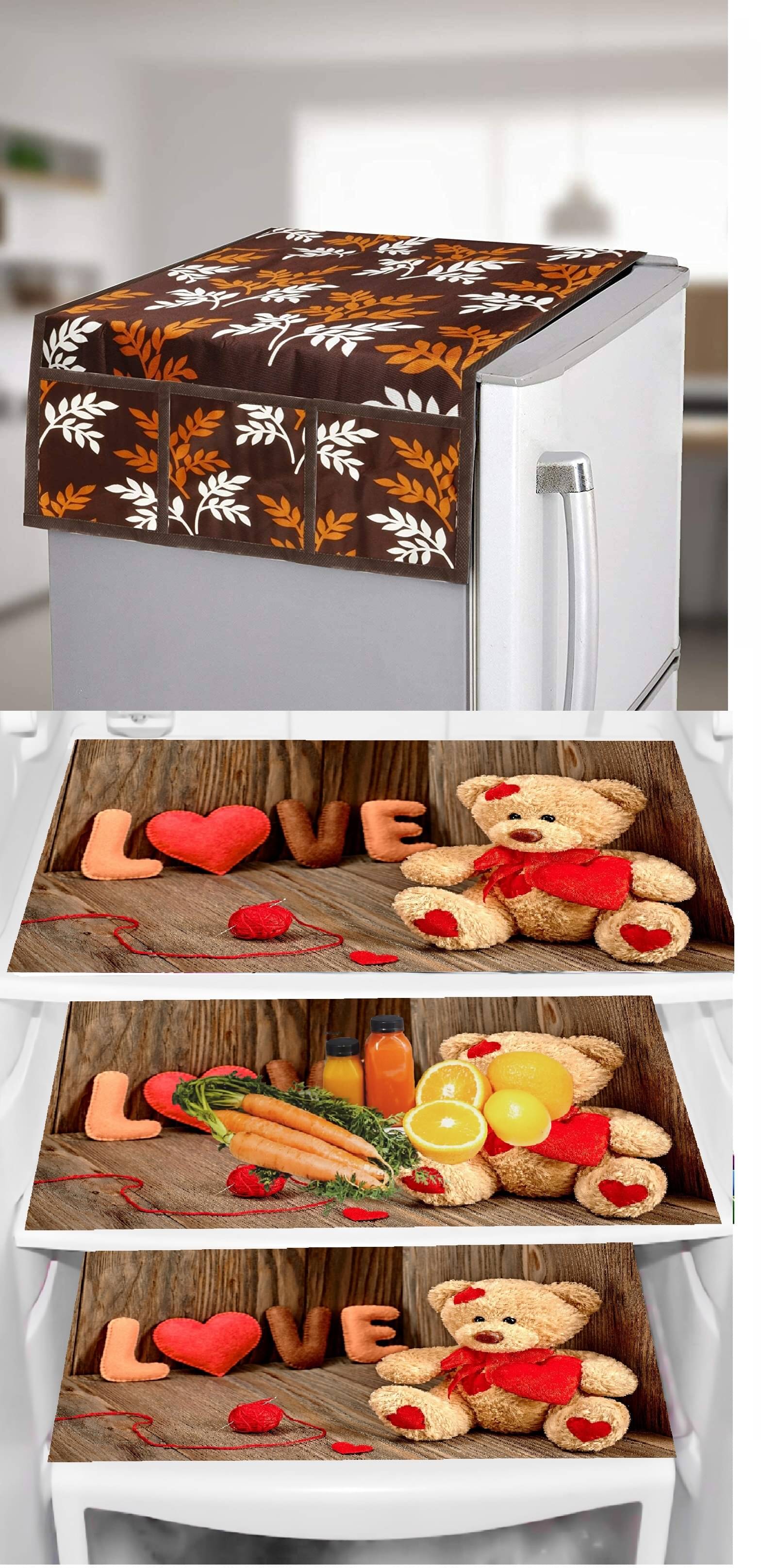 CreadCraft PVC Floral Fridge Mat & Cover ( 40 30 ) Pack of 4 - Multicolor CreadCraft PVC Floral Fridge Mat & Cover ( 40 30 ) Pack of 4 - Multicolor