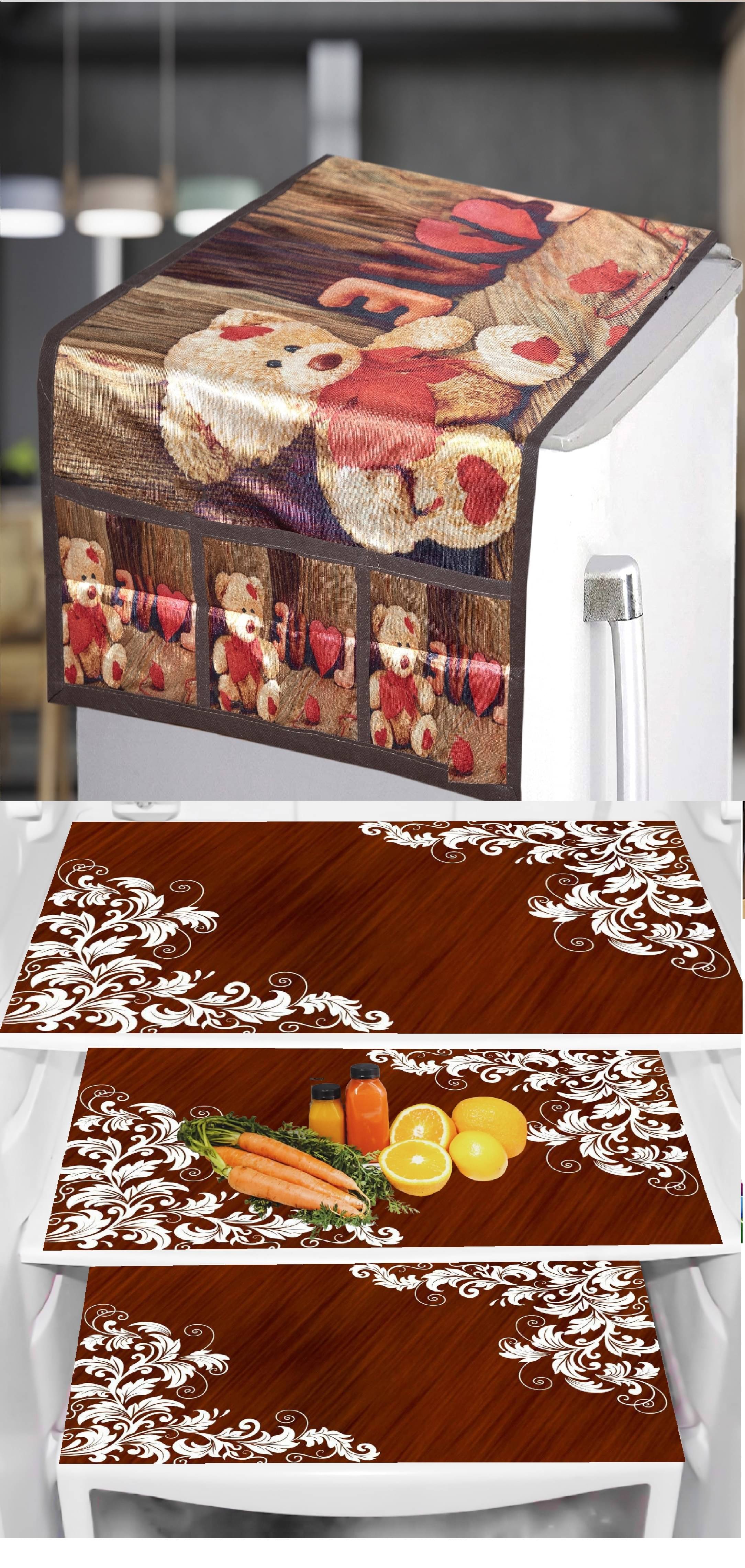 CreadCraft PVC Floral Fridge Mat & Cover ( 40 30 ) Pack of 4 - Multicolor CreadCraft PVC Floral Fridge Mat & Cover ( 40 30 ) Pack of 4 - Multicolor