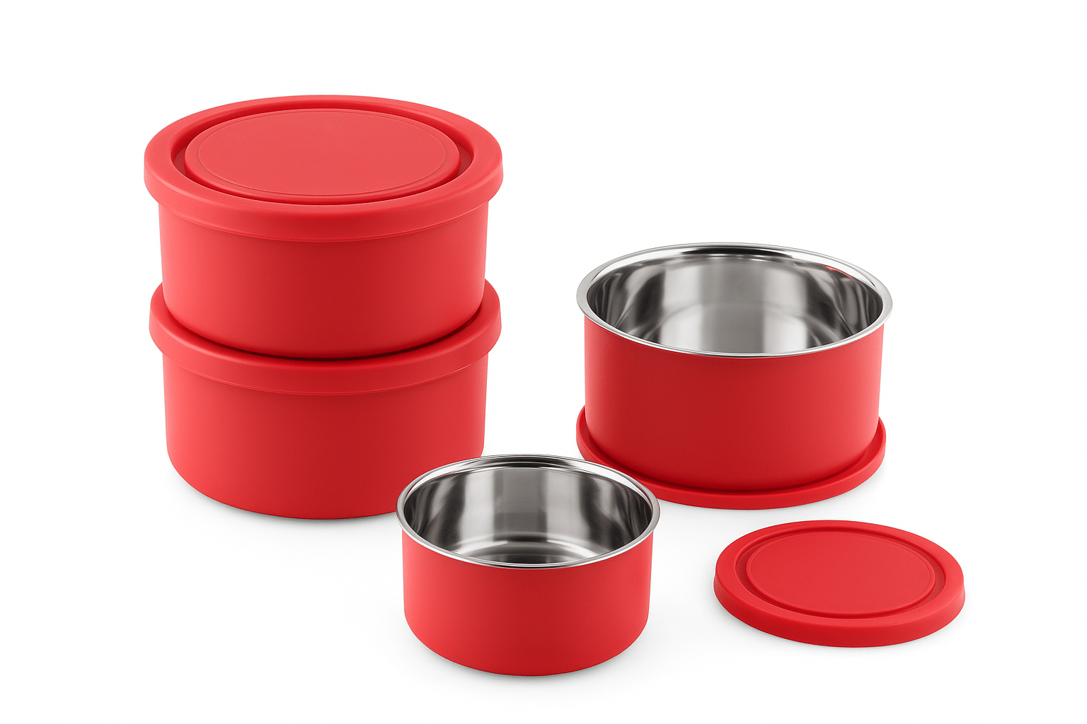 Dream Home Alexa Microwave Safe Steel Red Food Container ( Set of 4 ) Dream Home Alexa Microwave Safe Steel Red Food Container ( Set of 4 )