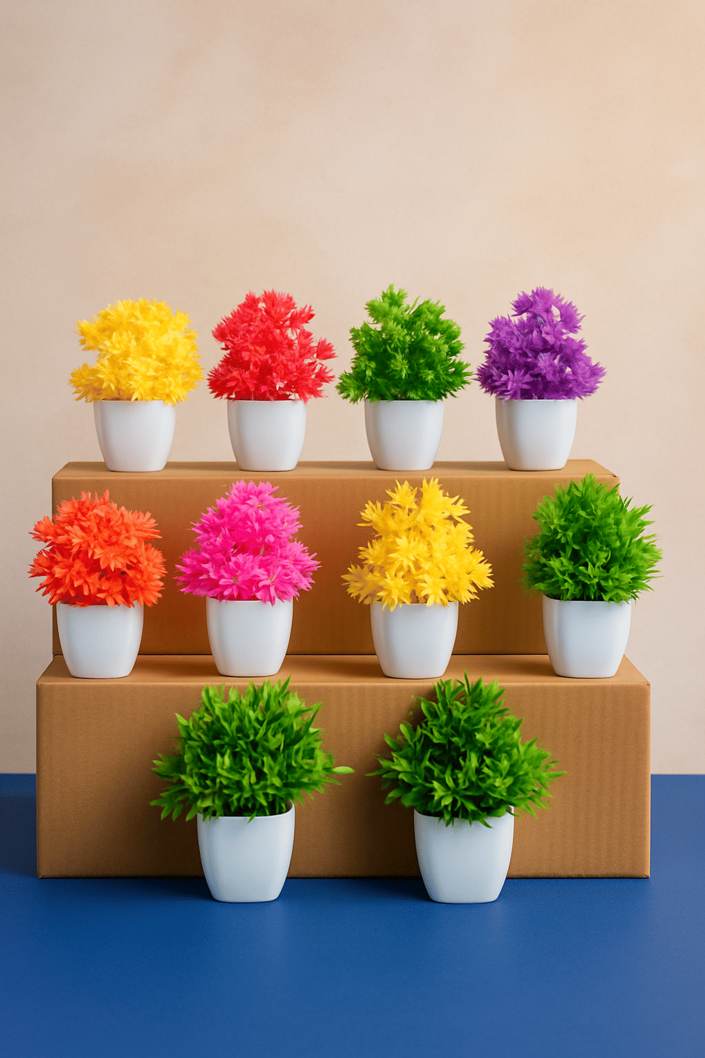 EverBloom (Pack of 10) Bonsai Wild Artificial Plant with Pot (14 cm, Green, Yellow, Purple, Pink, Red, Orange)     			EverBloom (Pack of 10) Bonsai Wild Artificial Plant with Pot (14 cm, Green, Yellow, Purple, Pink, Red, Orange)