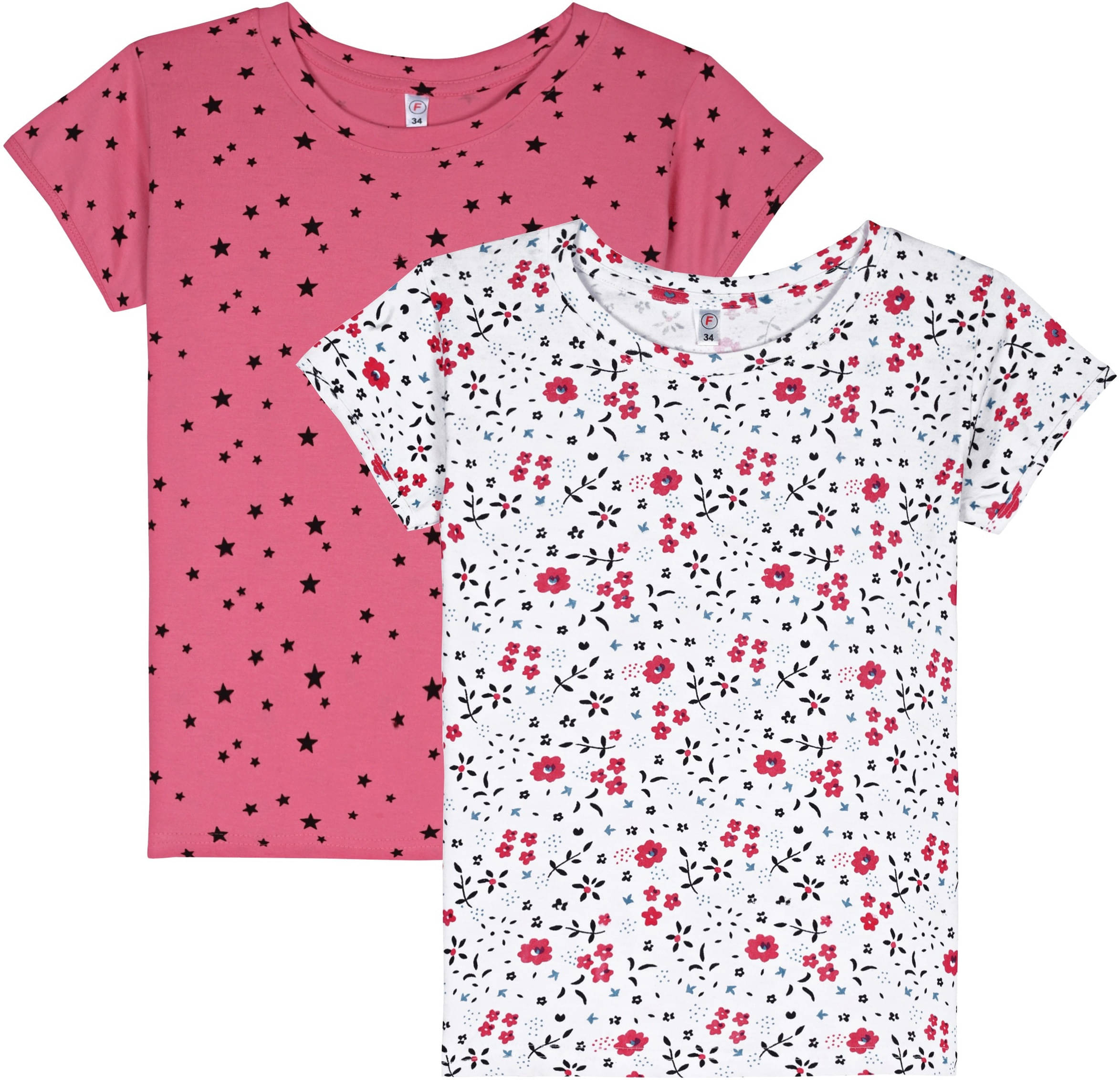     			Eye Water Pack of 2 Girls 100% Cotton T-Shirt ( White )