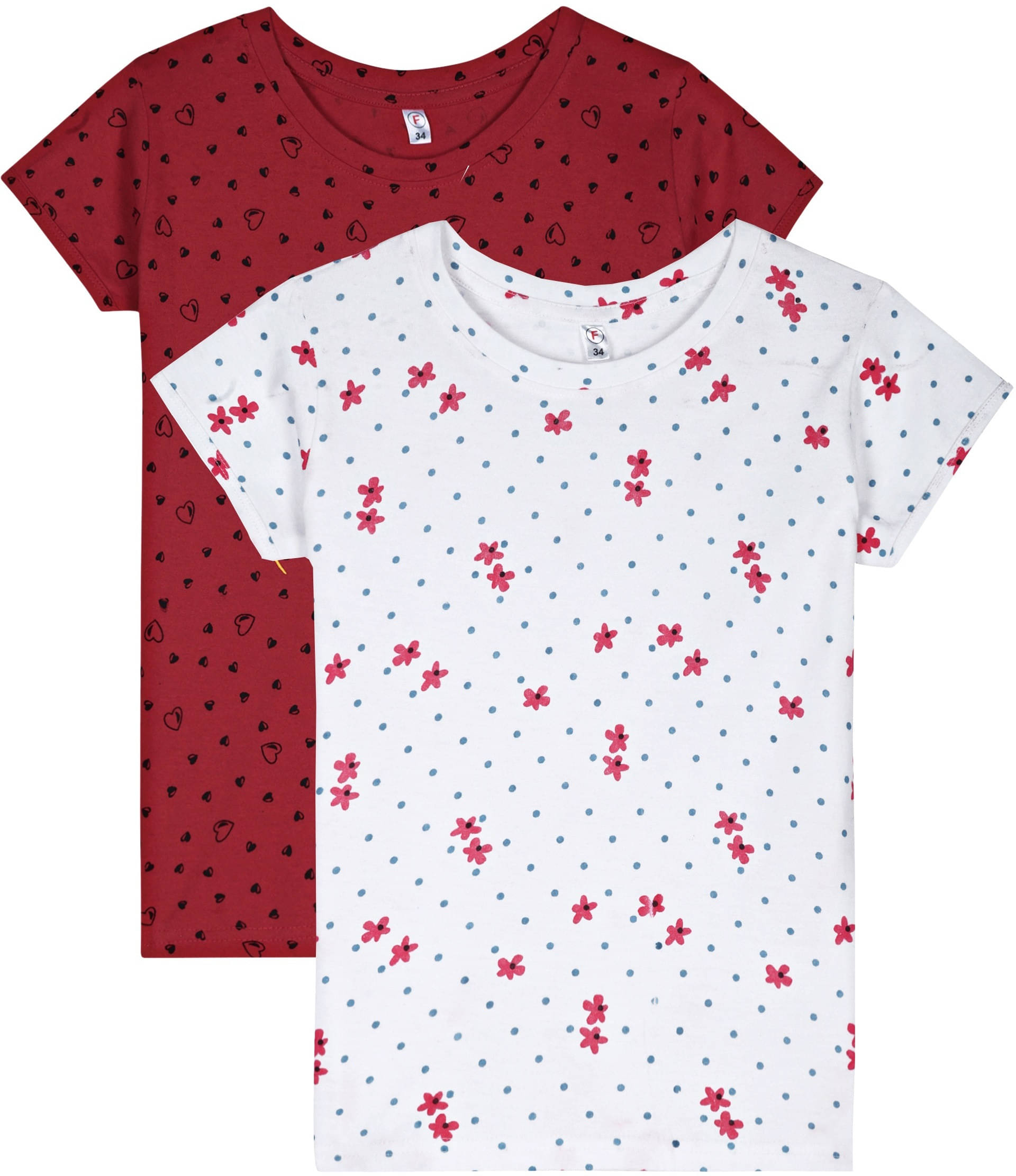     			Eye Water Pack of 2 Girls 100% Cotton T-Shirt ( White )