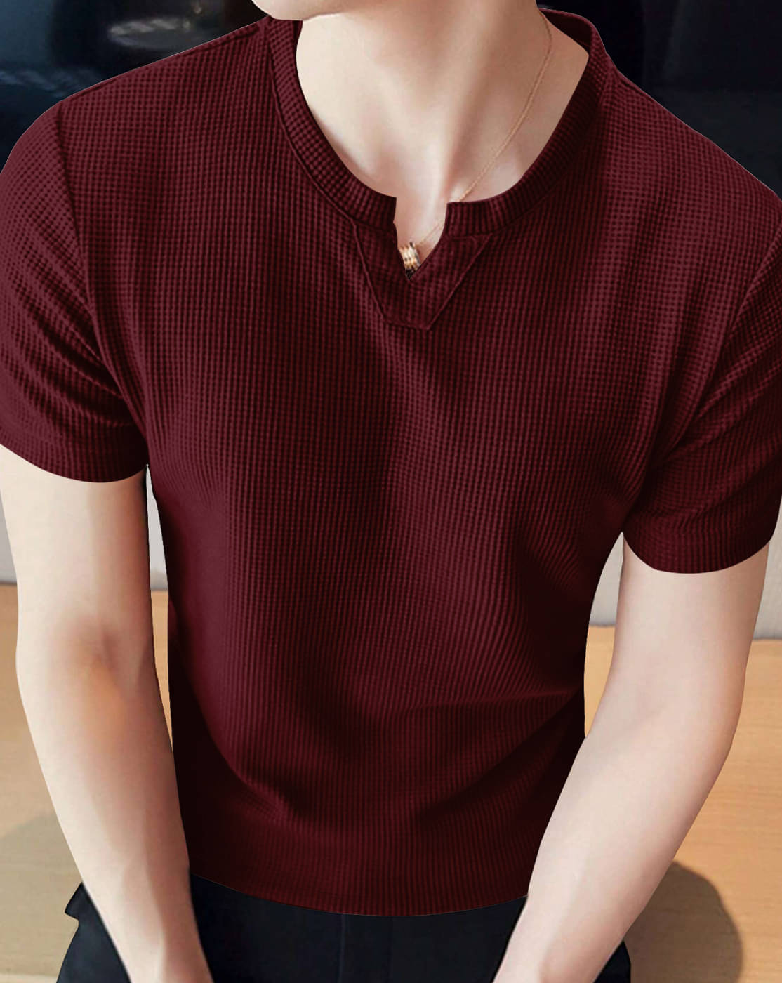     			Eyebogler Men Polyester Regular Fit Solid T-Shirt ( Maroon )