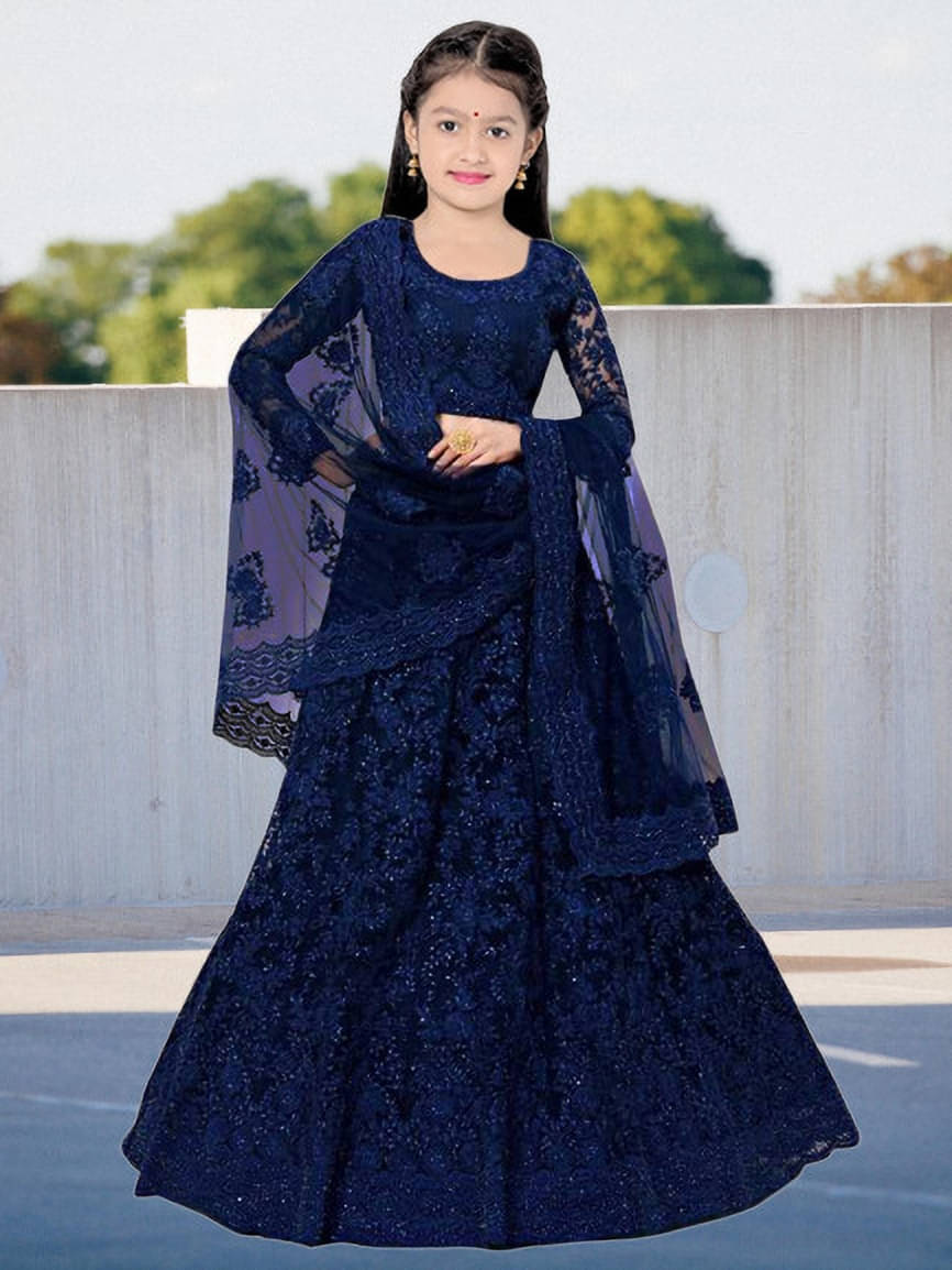     			FULPARI Net Lehenga Choli Set For Girls ( Pack of 1 , Blue )